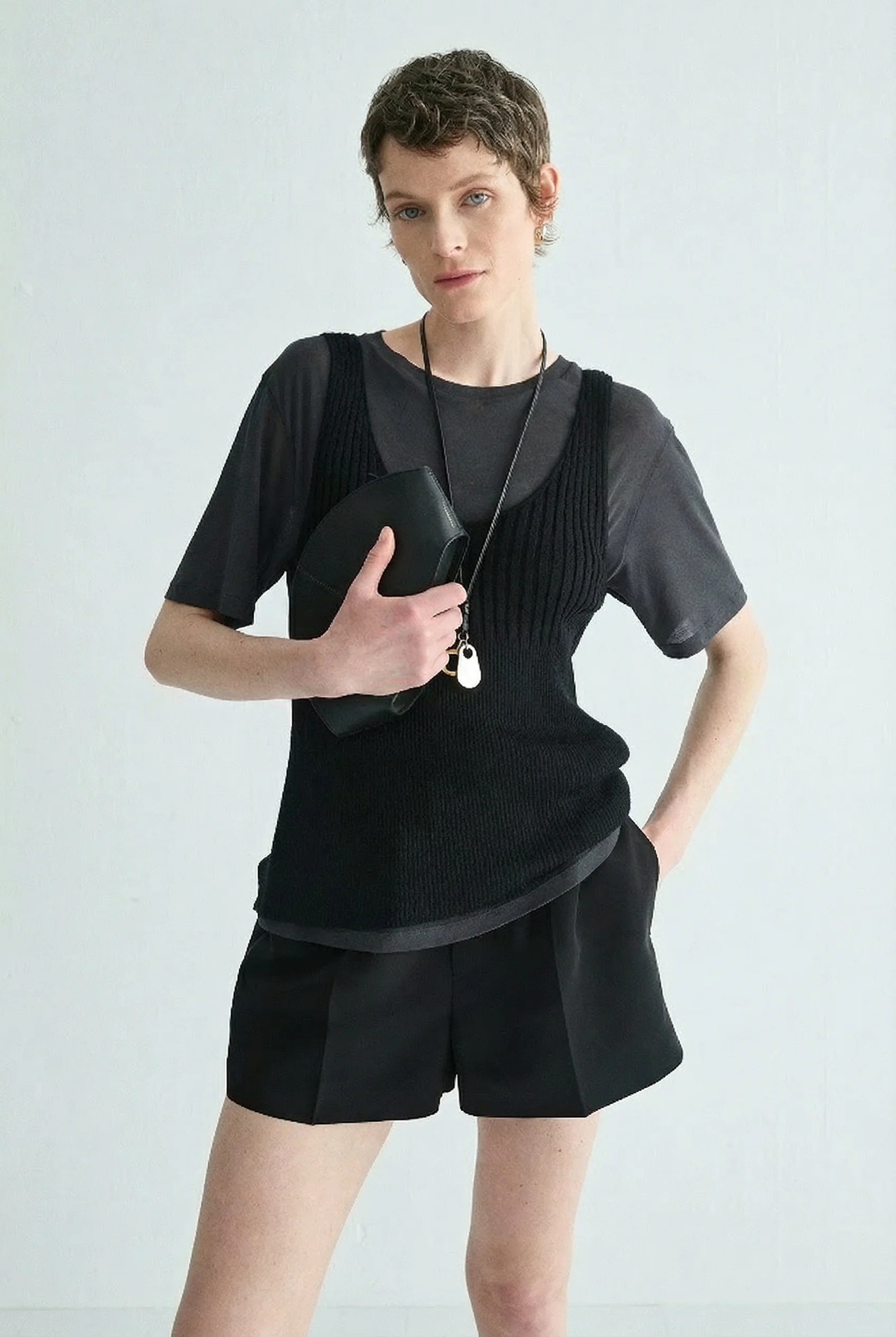 Mohair-Merino Vest & High-Twist Cotton Tee Set - Image 3