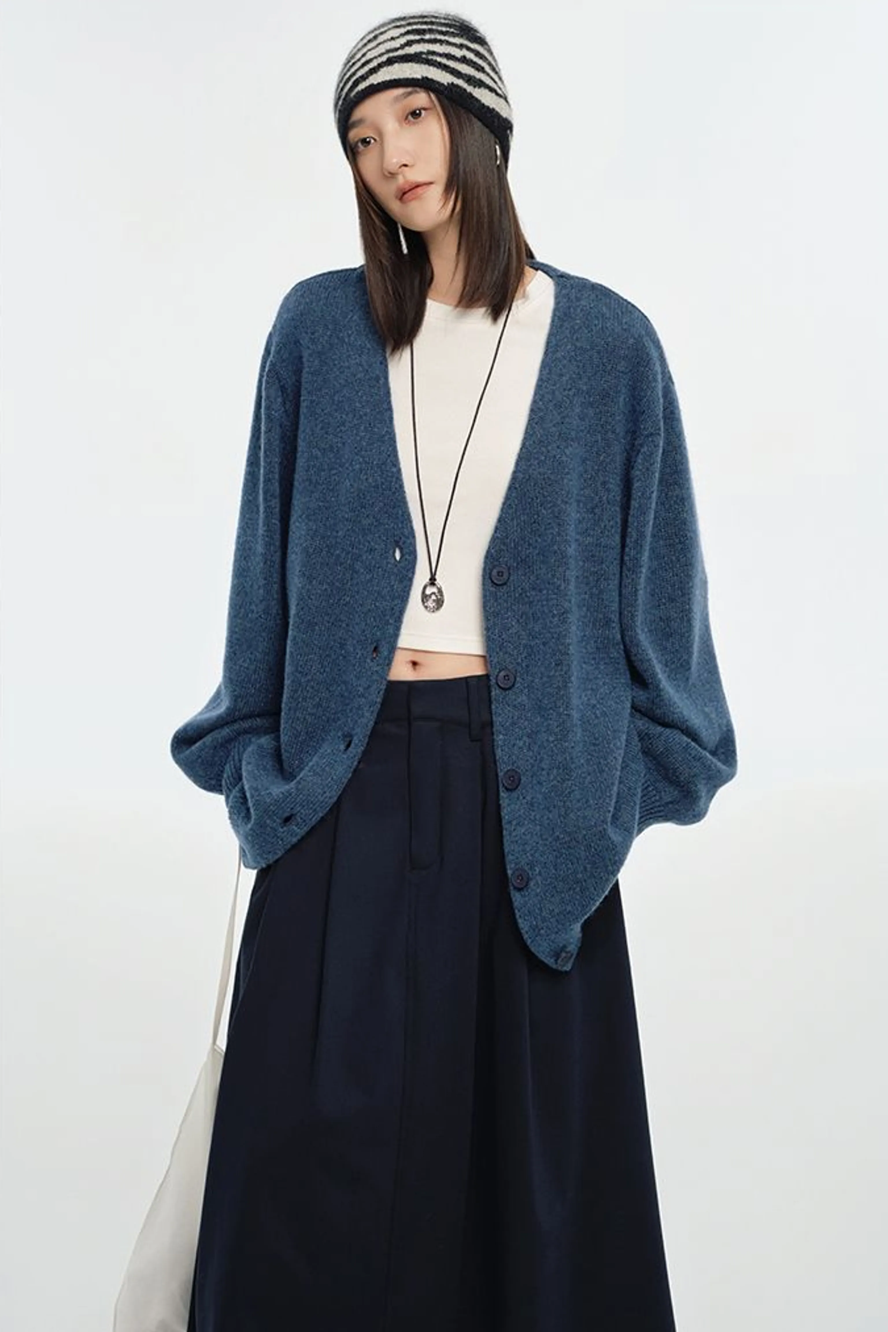 Mohair Wool Blend V-Neck Cardigan - Image 8