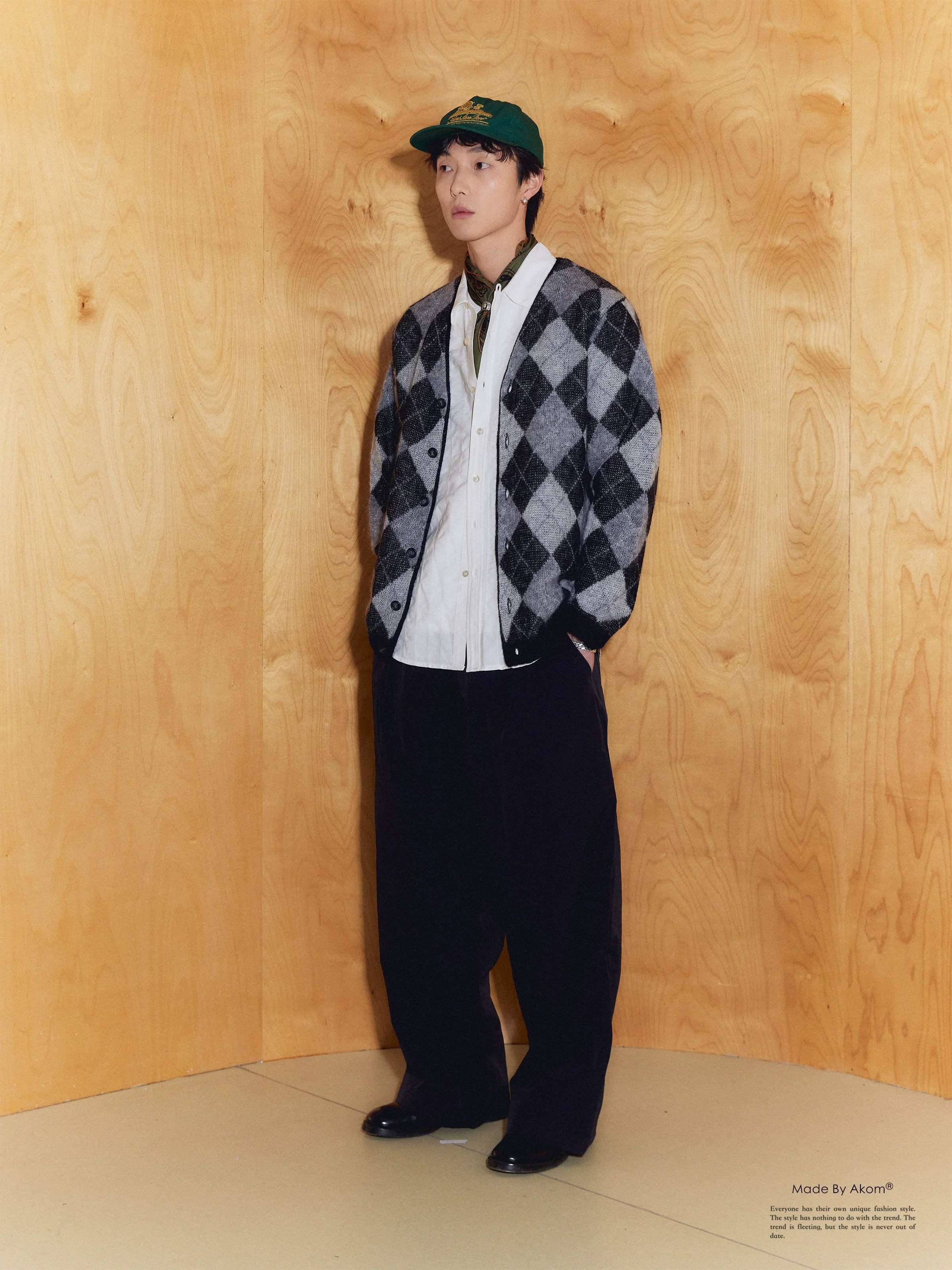 Mohair Wool Diamond Cardigan - Image 4