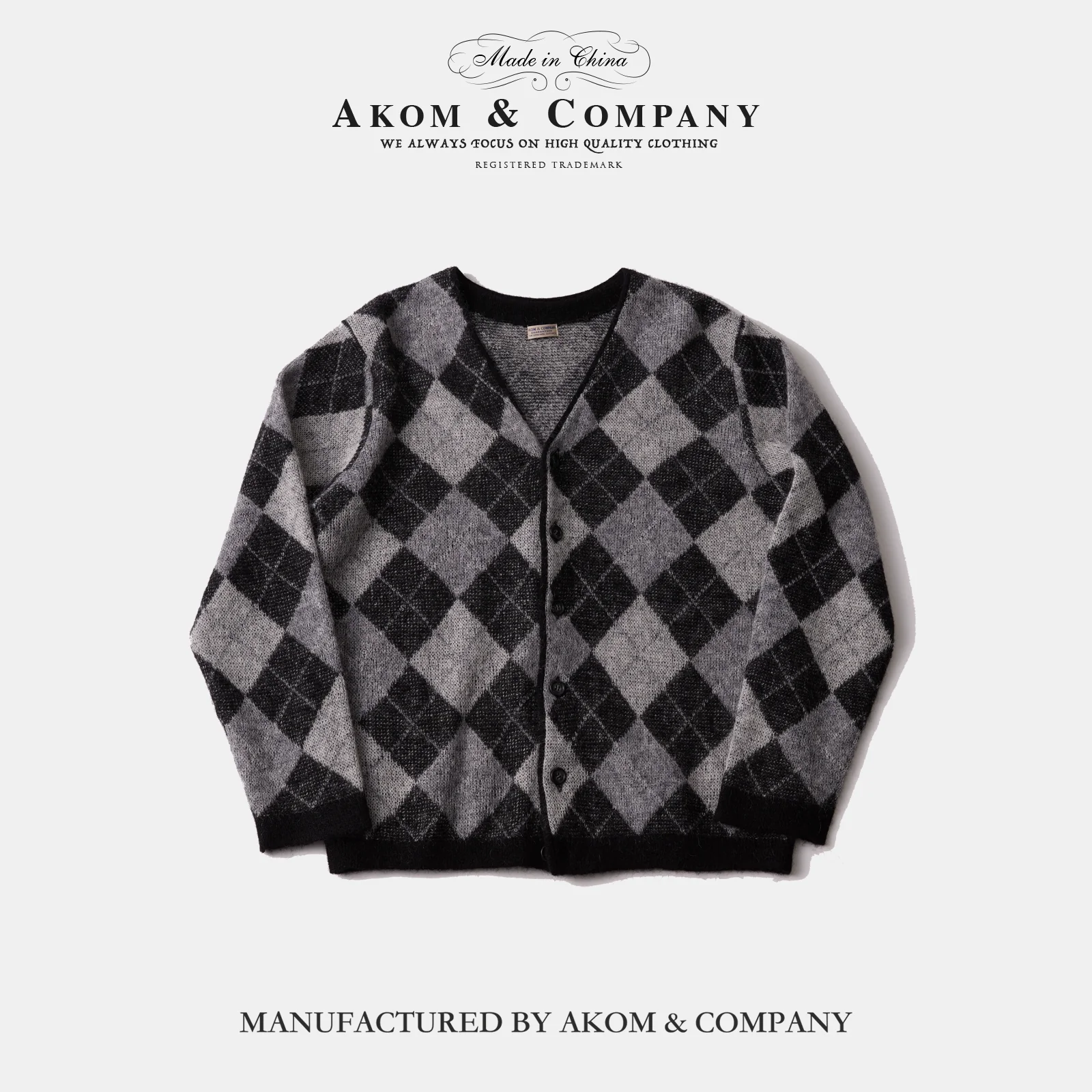 Mohair Wool Diamond Cardigan - Image 6