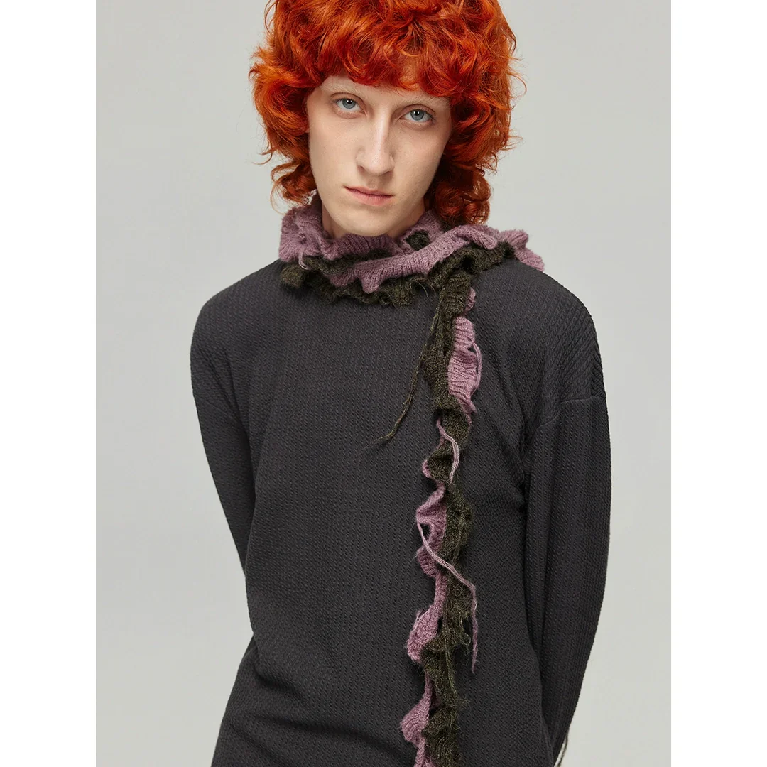 Mohair Wool Spiral Knit Scarf