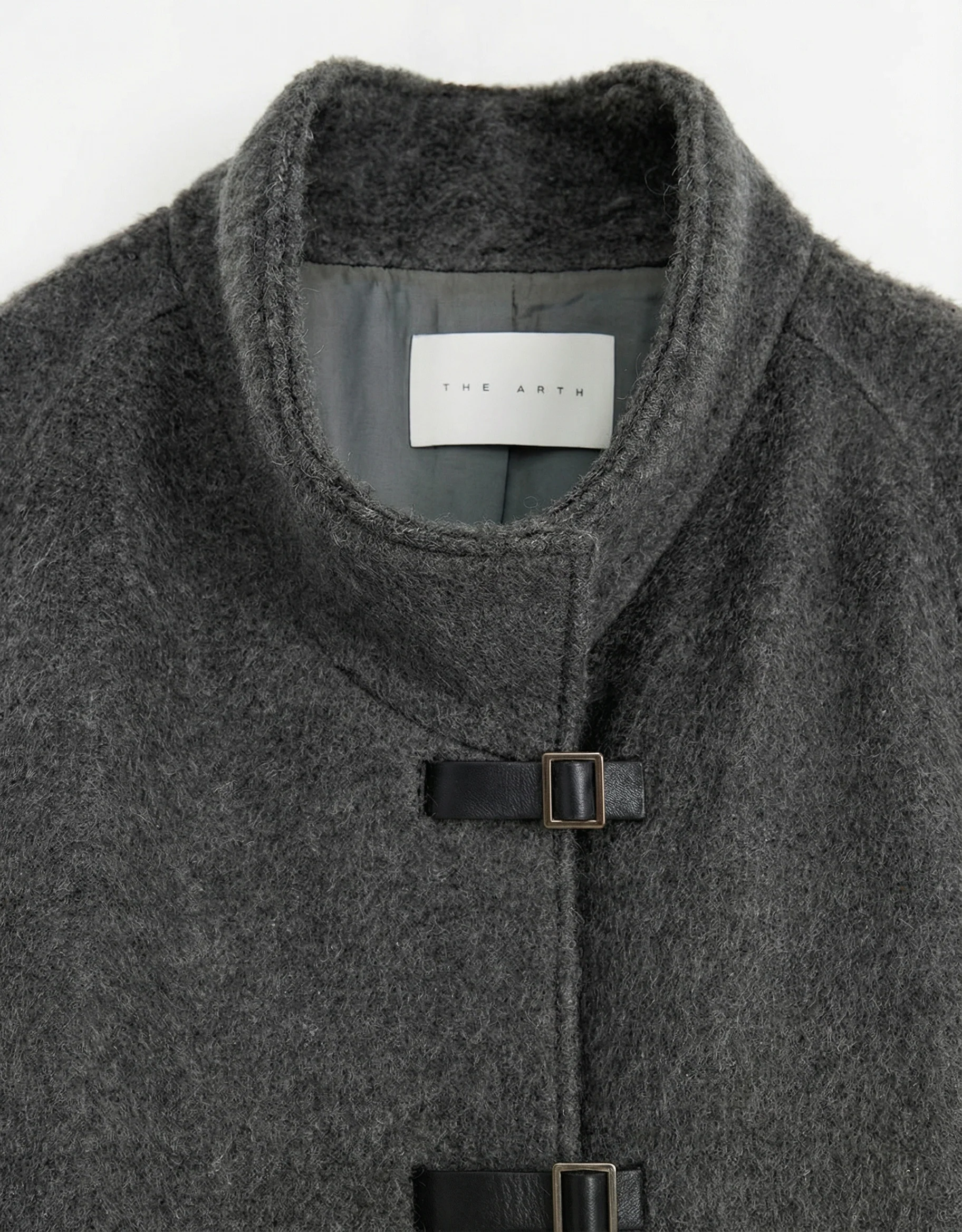 Mohair Wool Stand-Collar Buckle Coat - Image 11