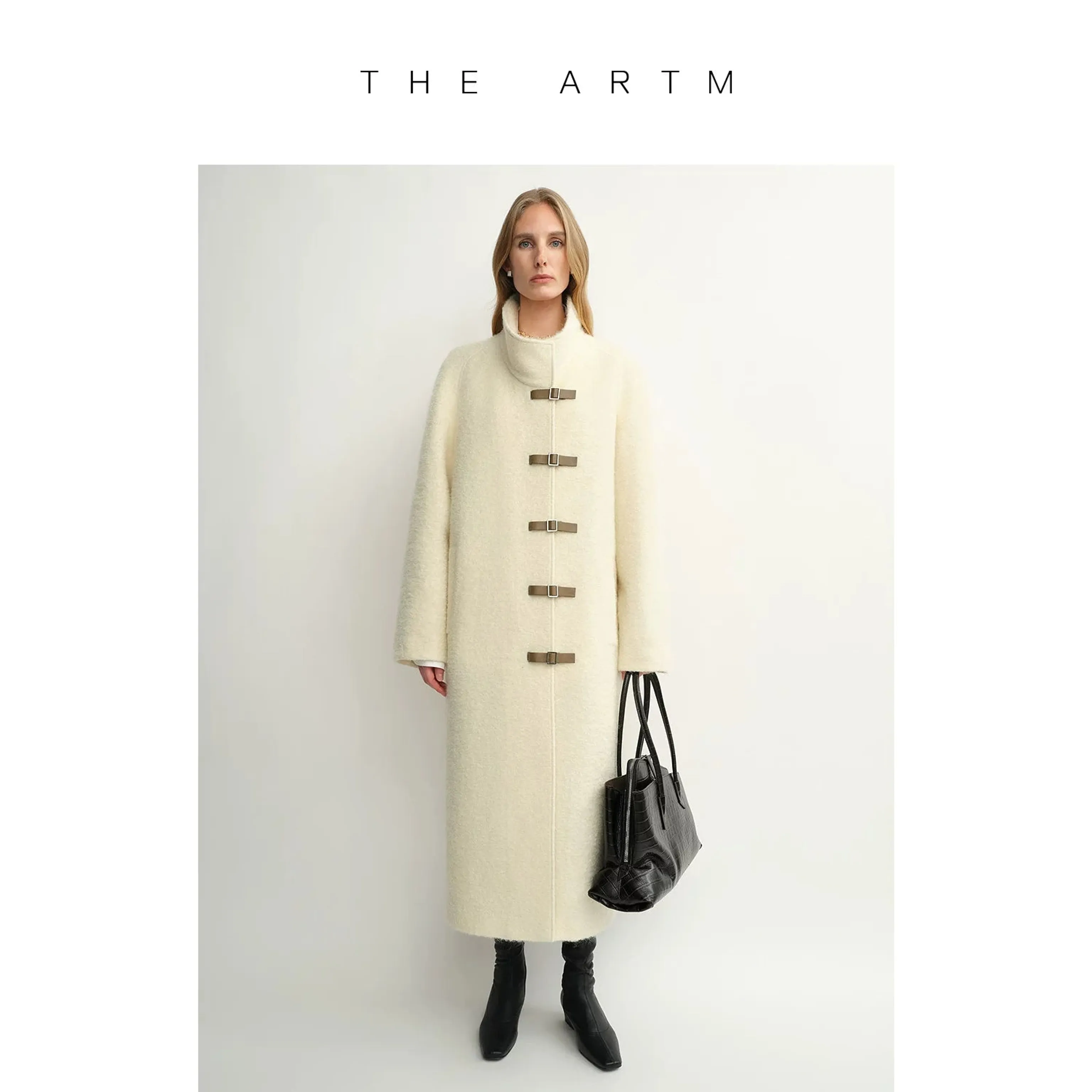 Mohair Wool Stand-Collar Buckle Coat - Image 7