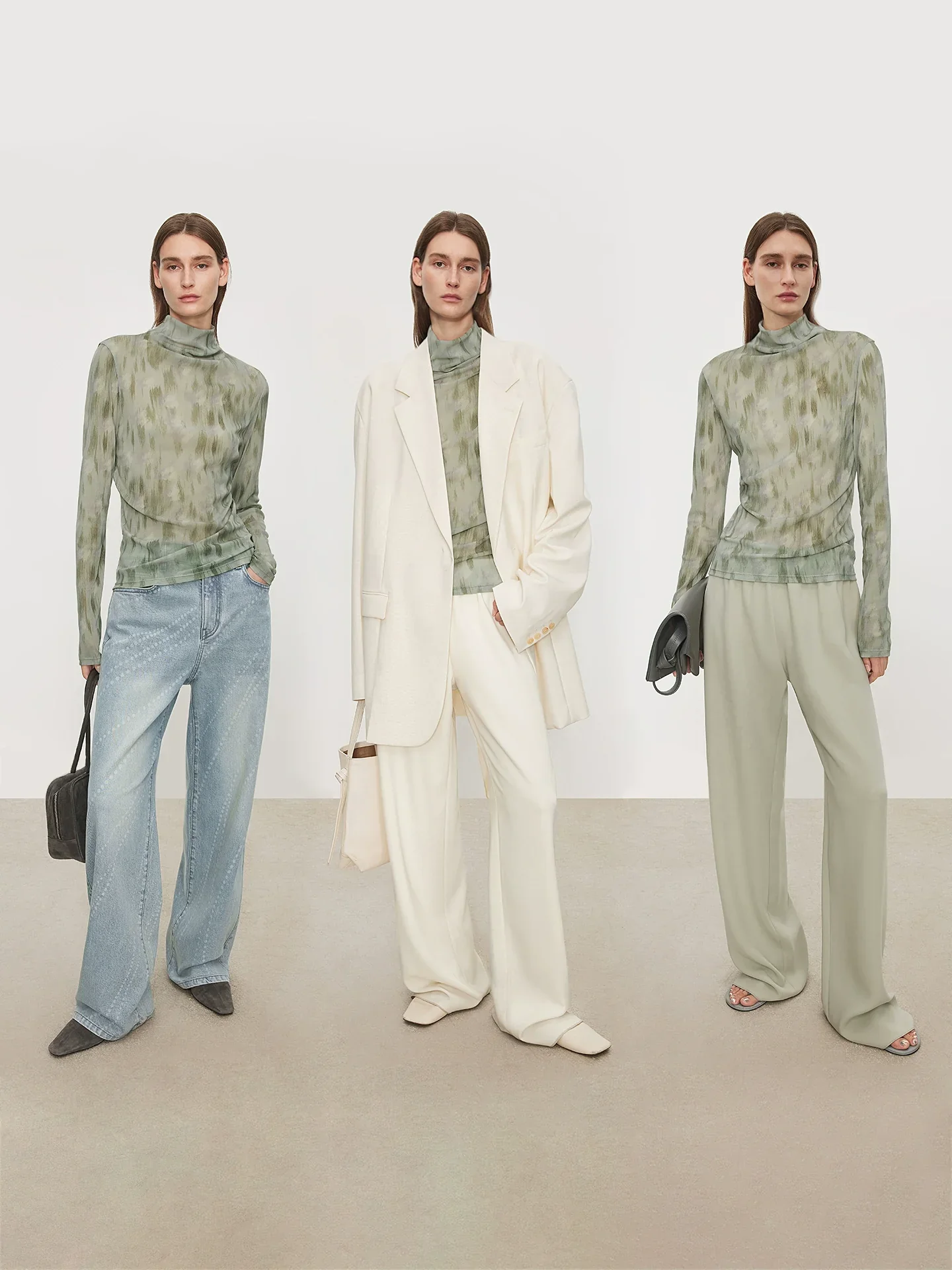 Monet Shadow Mesh Mock‑Neck Top - Image 2