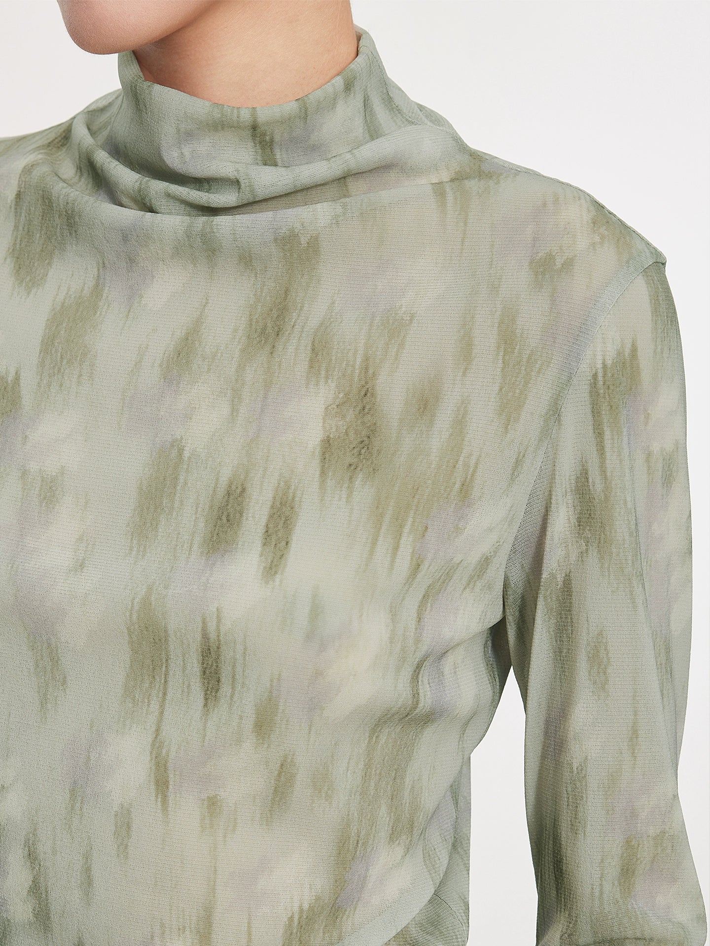 Monet Shadow Mesh Mock‑Neck Top - Image 5