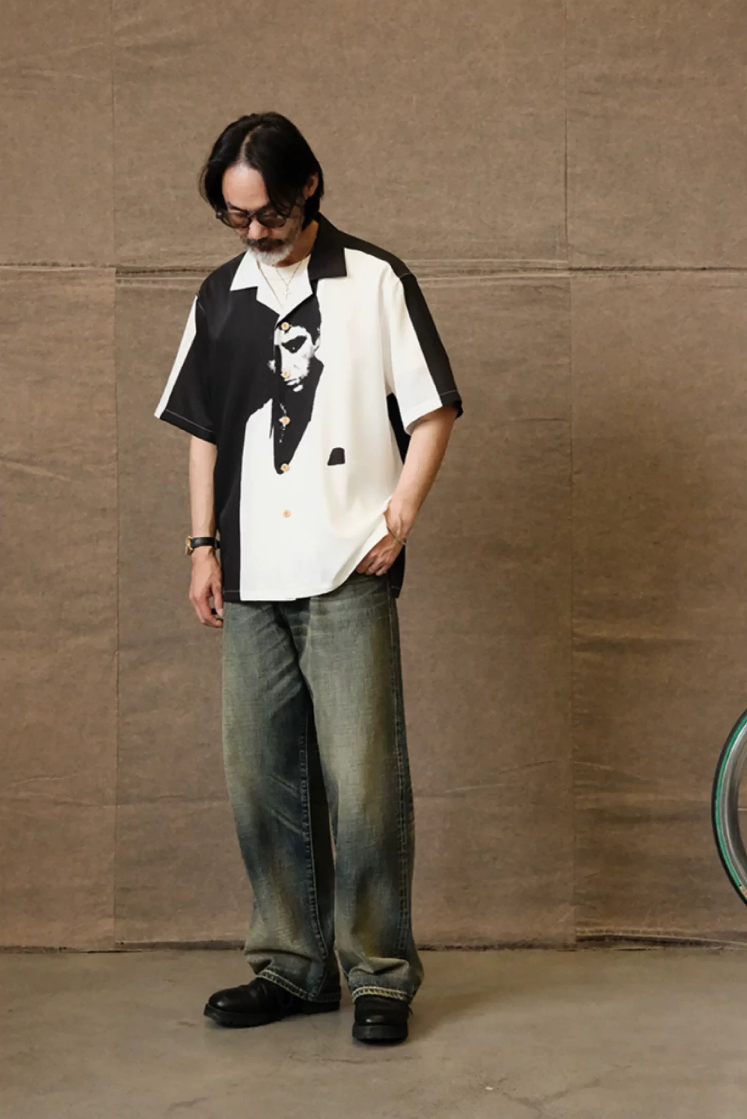 Monochrome Split Camp Shirt