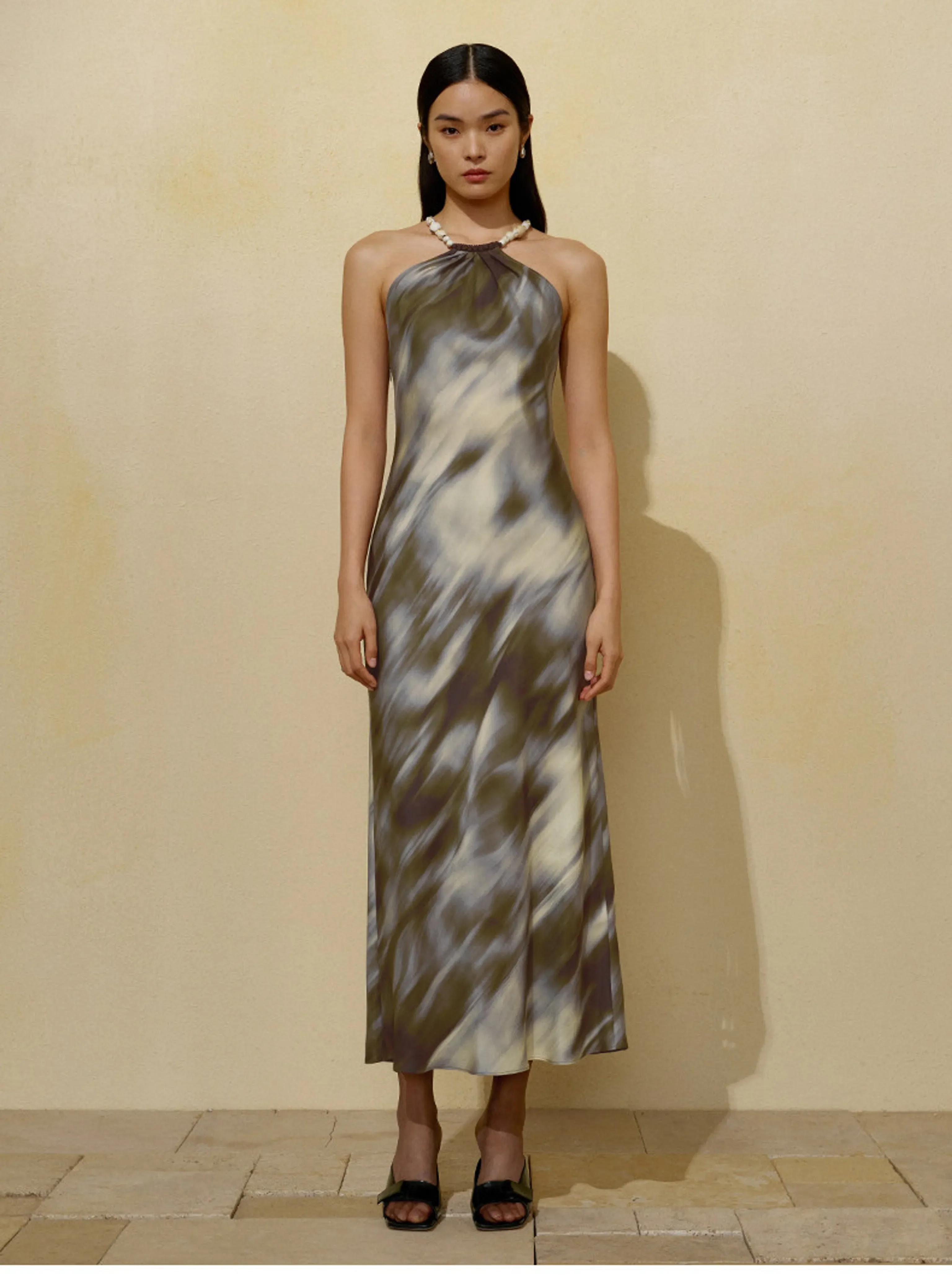 Mulberry Silk Beaded Halter Slip Dress - Image 4