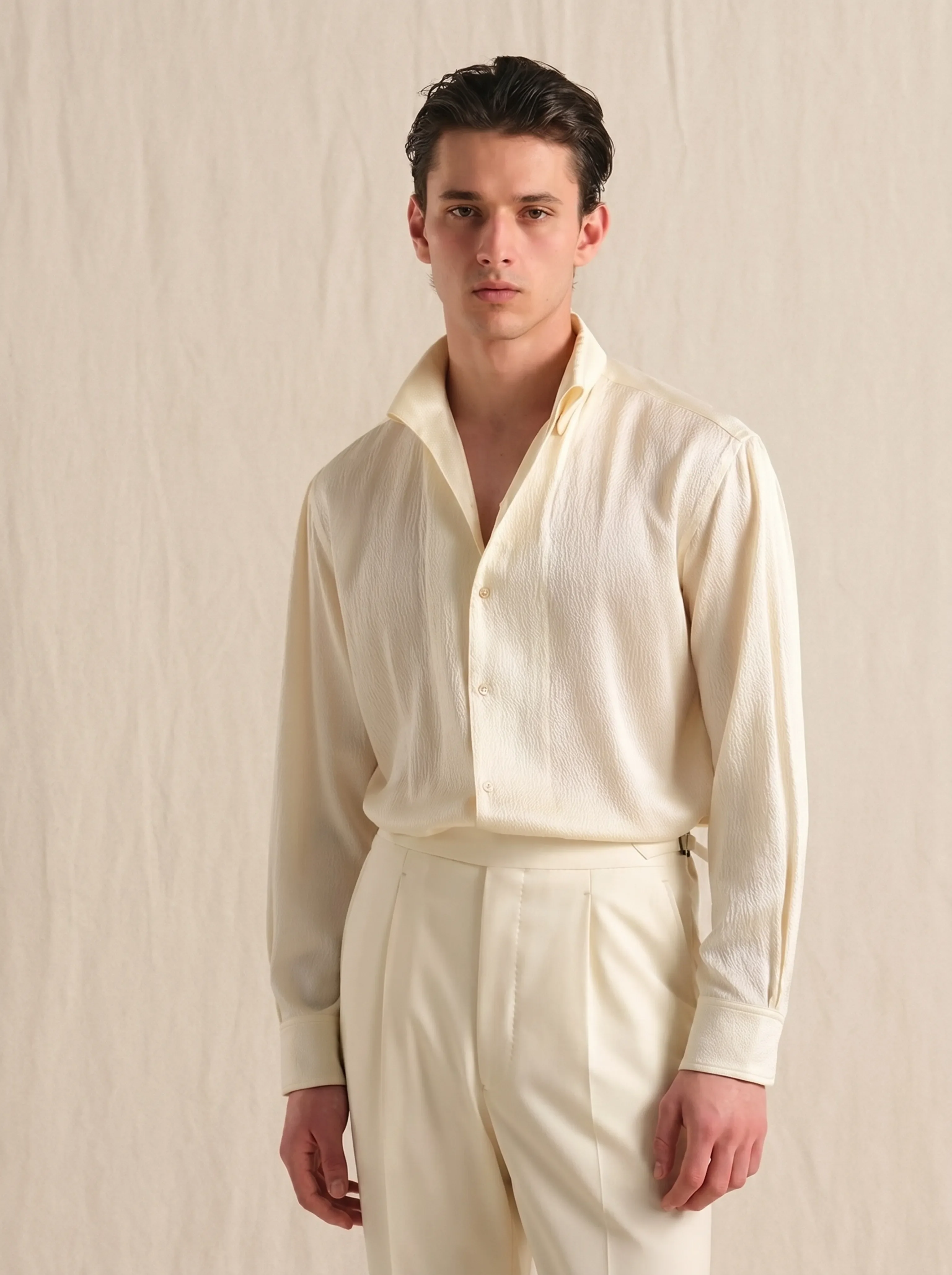 Mulberry Silk Bubble-Crepe Shirt