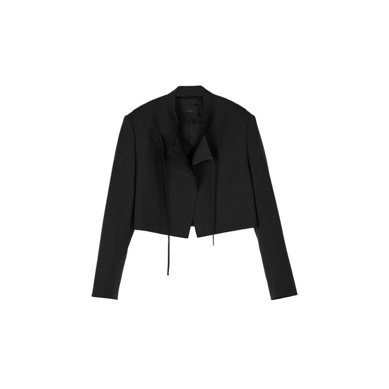 Mulberry Silk Cropped Stand-Collar Jacket