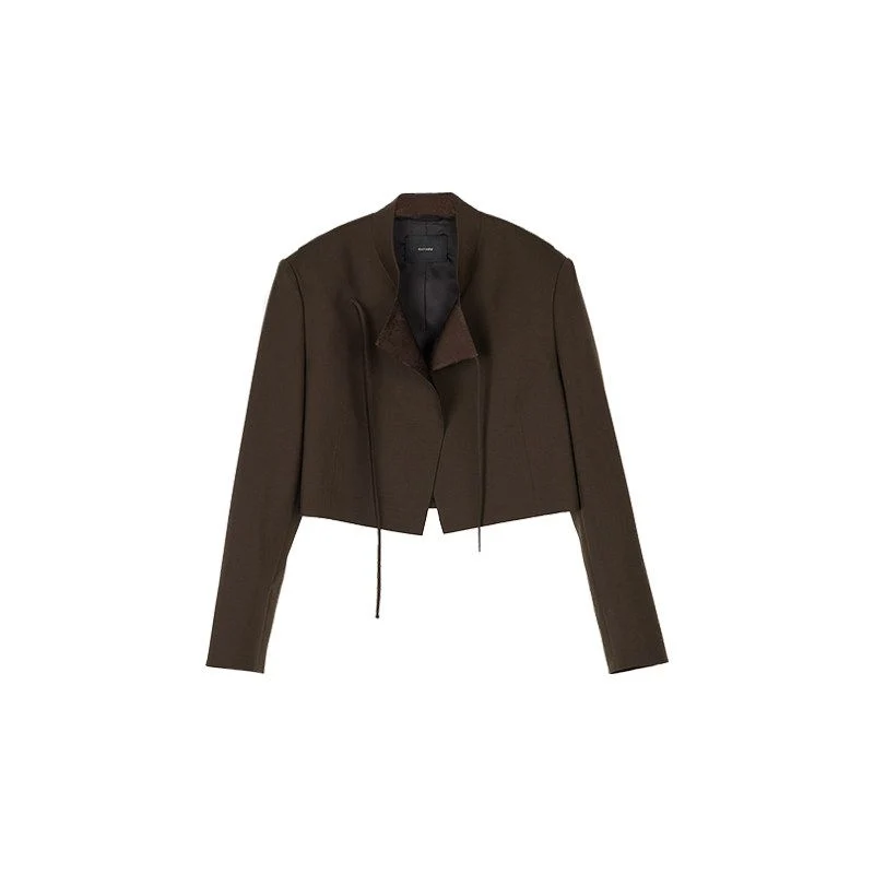 Mulberry Silk Cropped Stand-Collar Jacket - Image 3