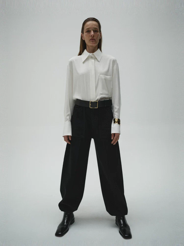Mulberry Silk Embellished Cuff Shirt
