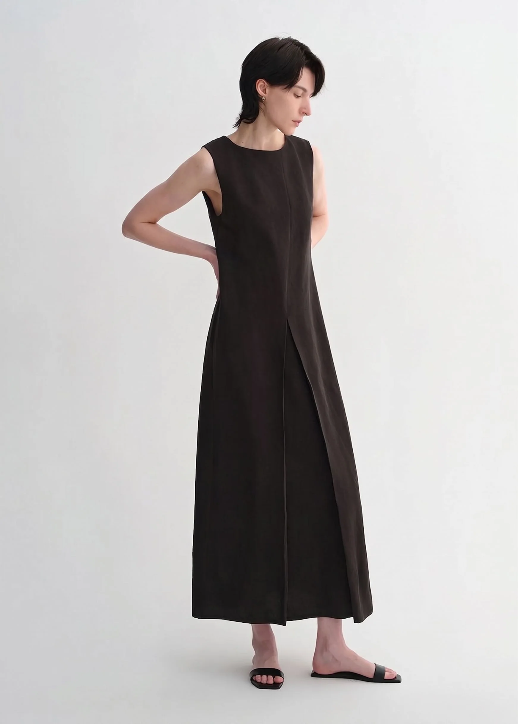 Mulberry Silk Front-Slit Maxi Dress - Image 4