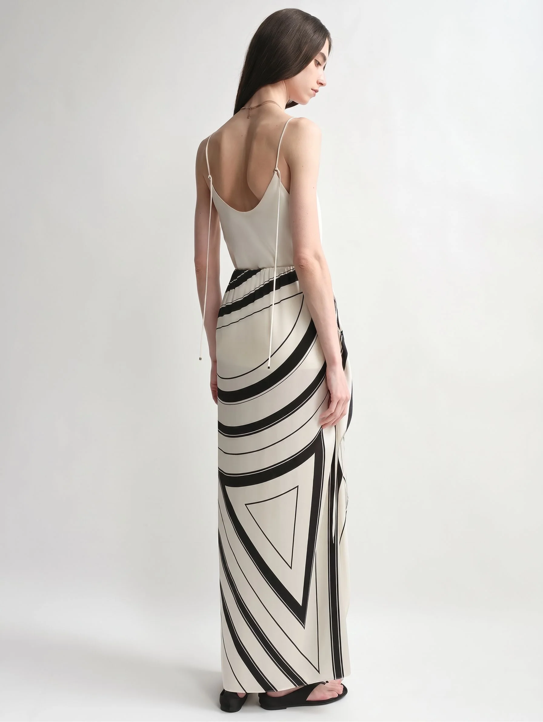 Mulberry Silk Graphic Wrap Maxi Skirt - Image 4