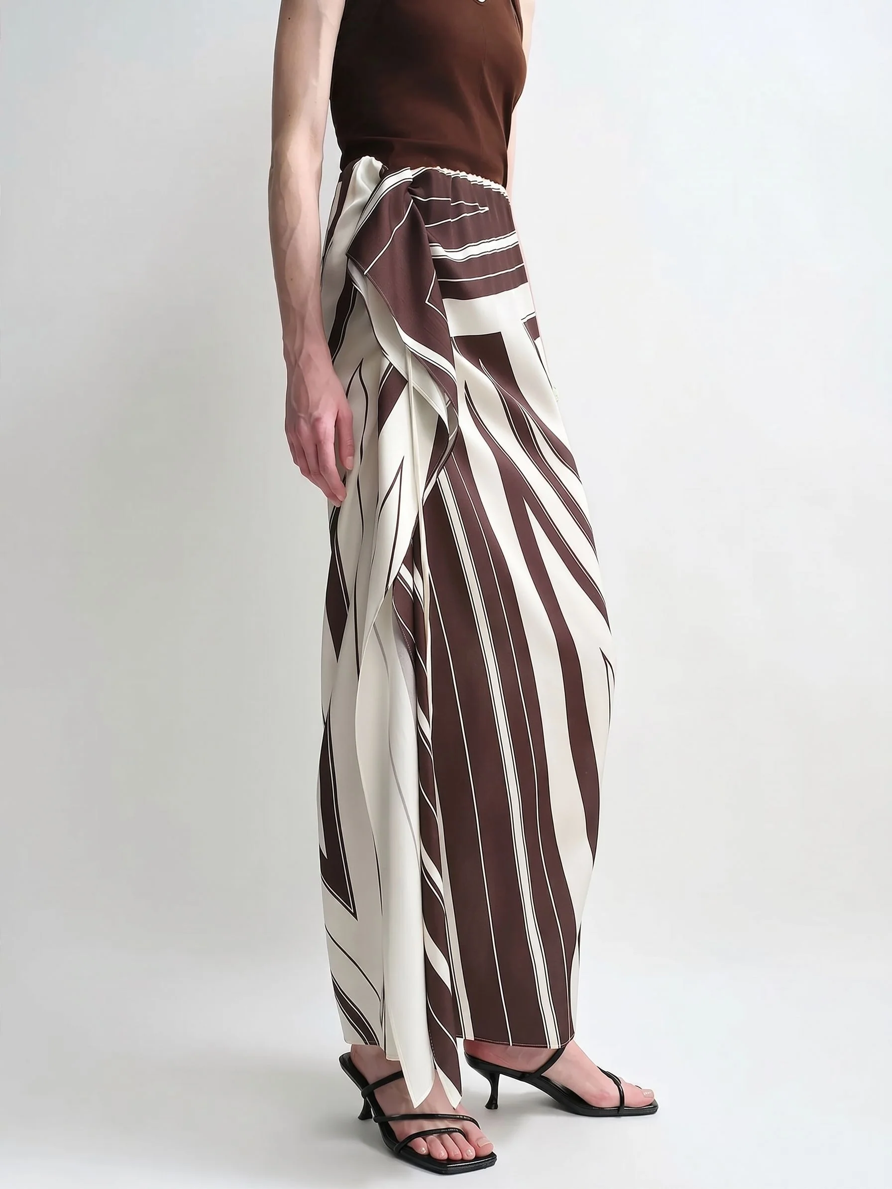 Mulberry Silk Graphic Wrap Maxi Skirt - Image 5