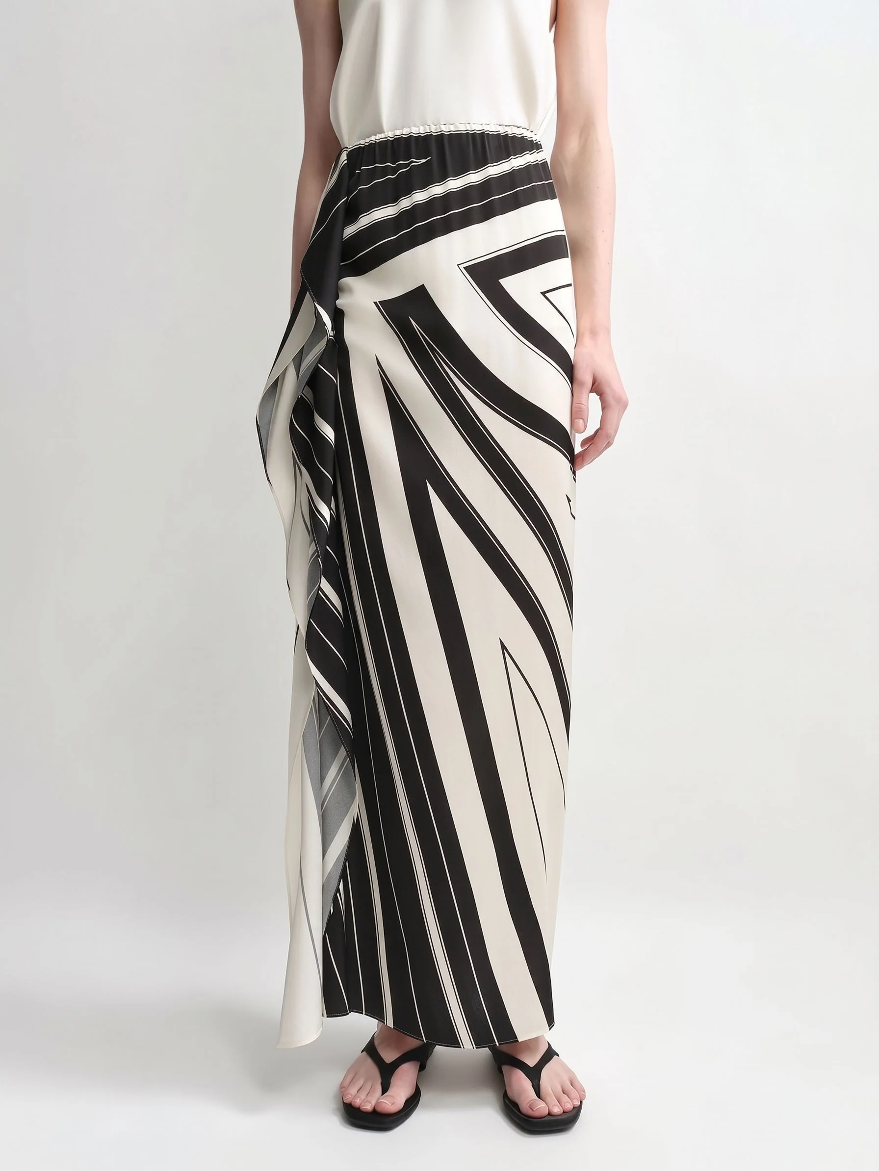Mulberry Silk Graphic Wrap Maxi Skirt - Image 6