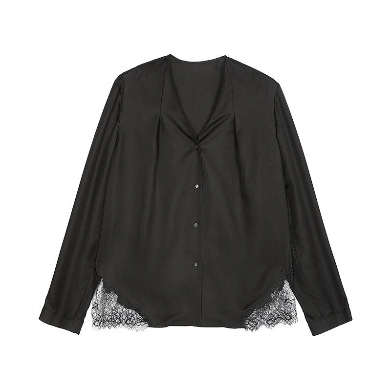 Mulberry Silk Lace-Hem Blouse - Image 4