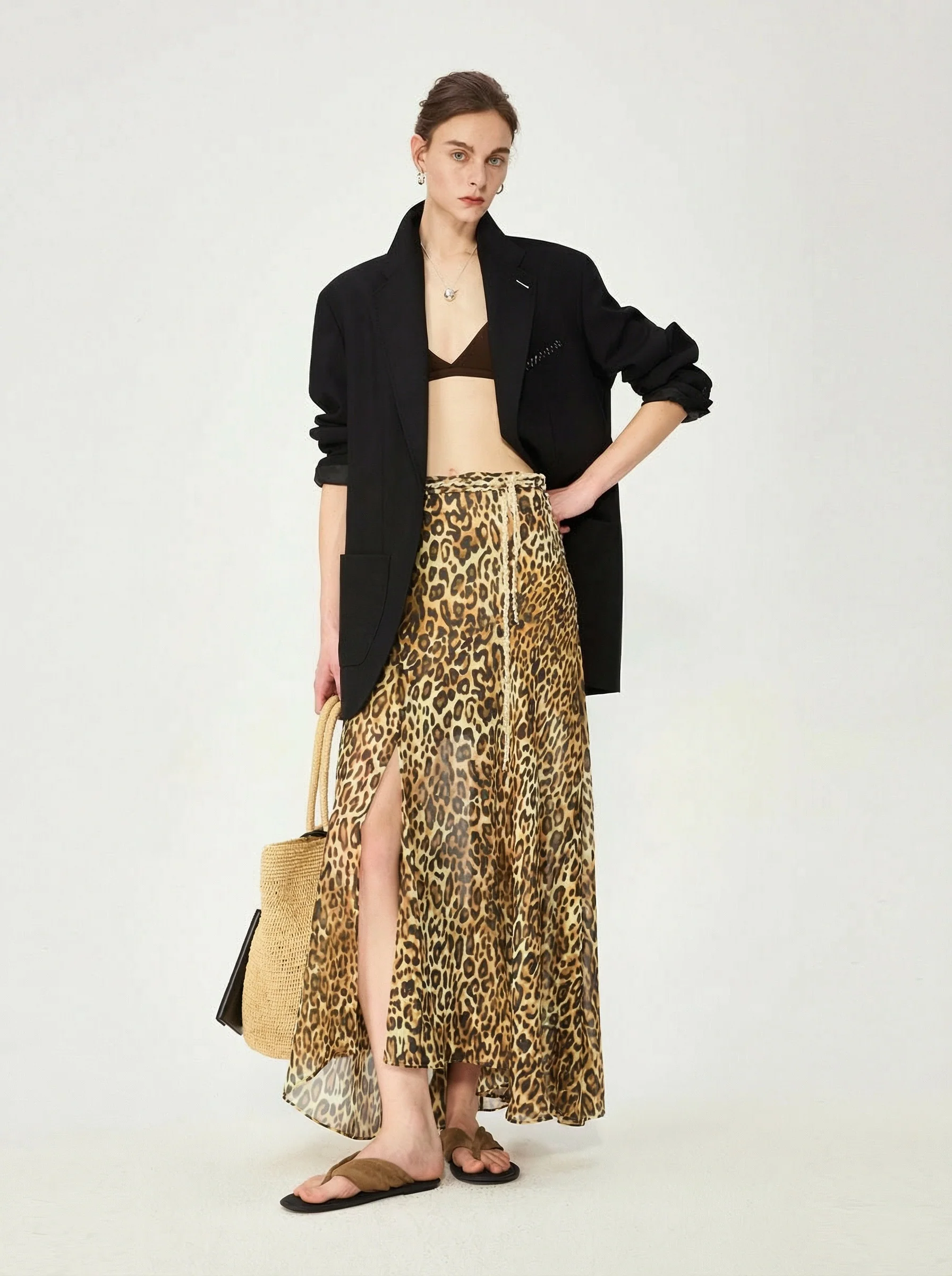 Mulberry Silk Leopard-Print Midi Skirt - Image 3
