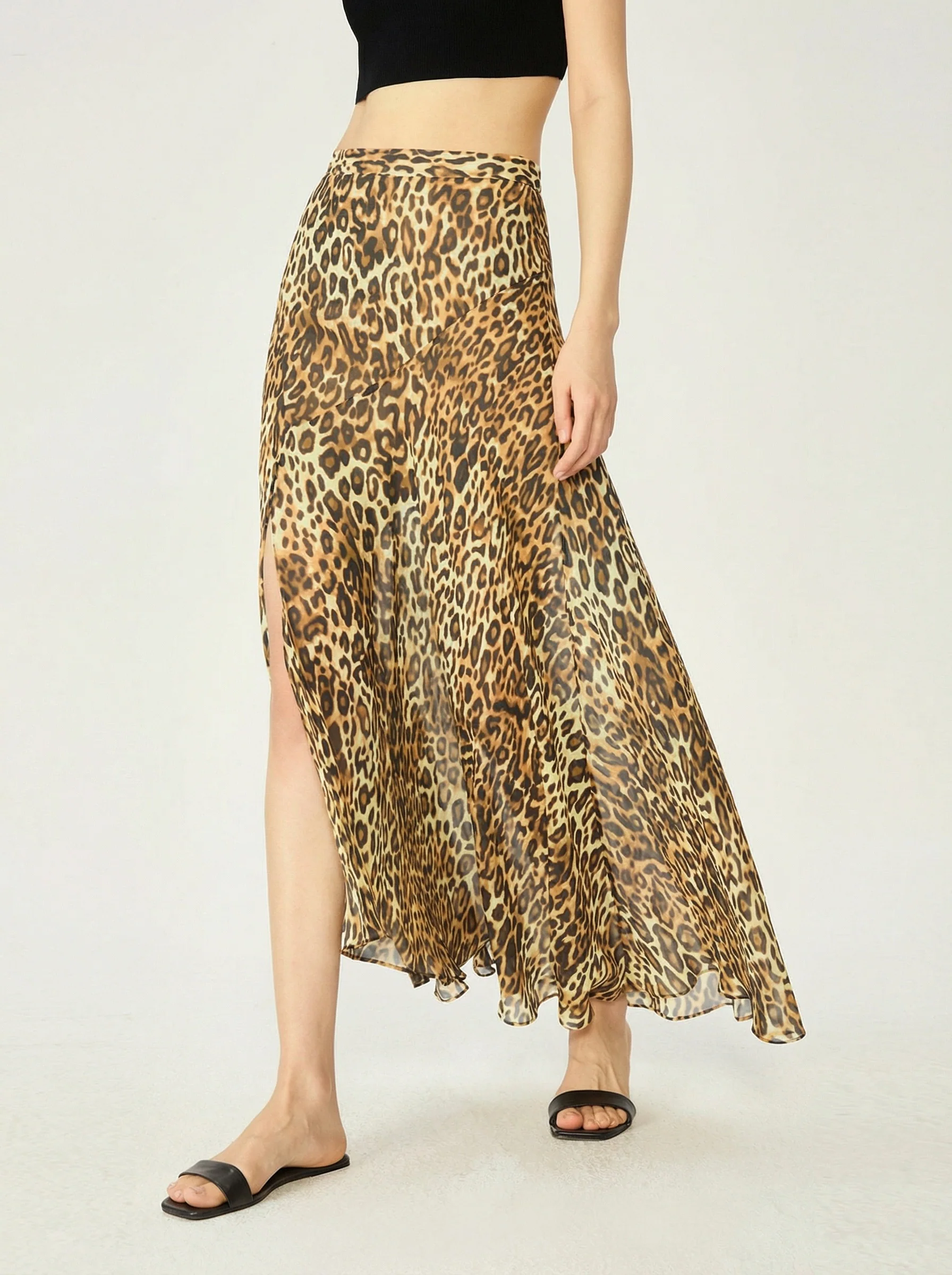 Mulberry Silk Leopard-Print Midi Skirt - Image 4
