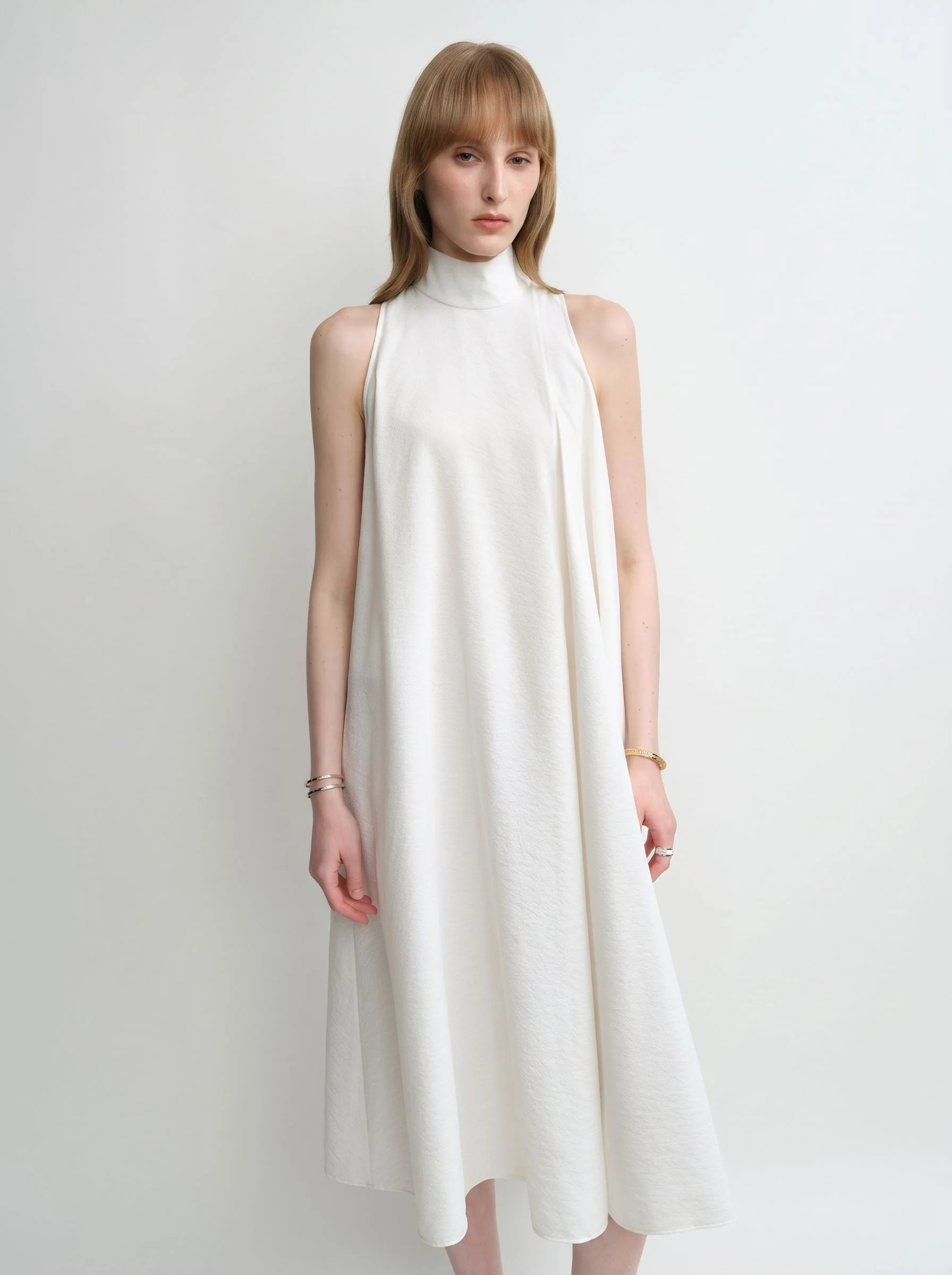 Mulberry Silk Mock-Neck Midi Dress - Image 3