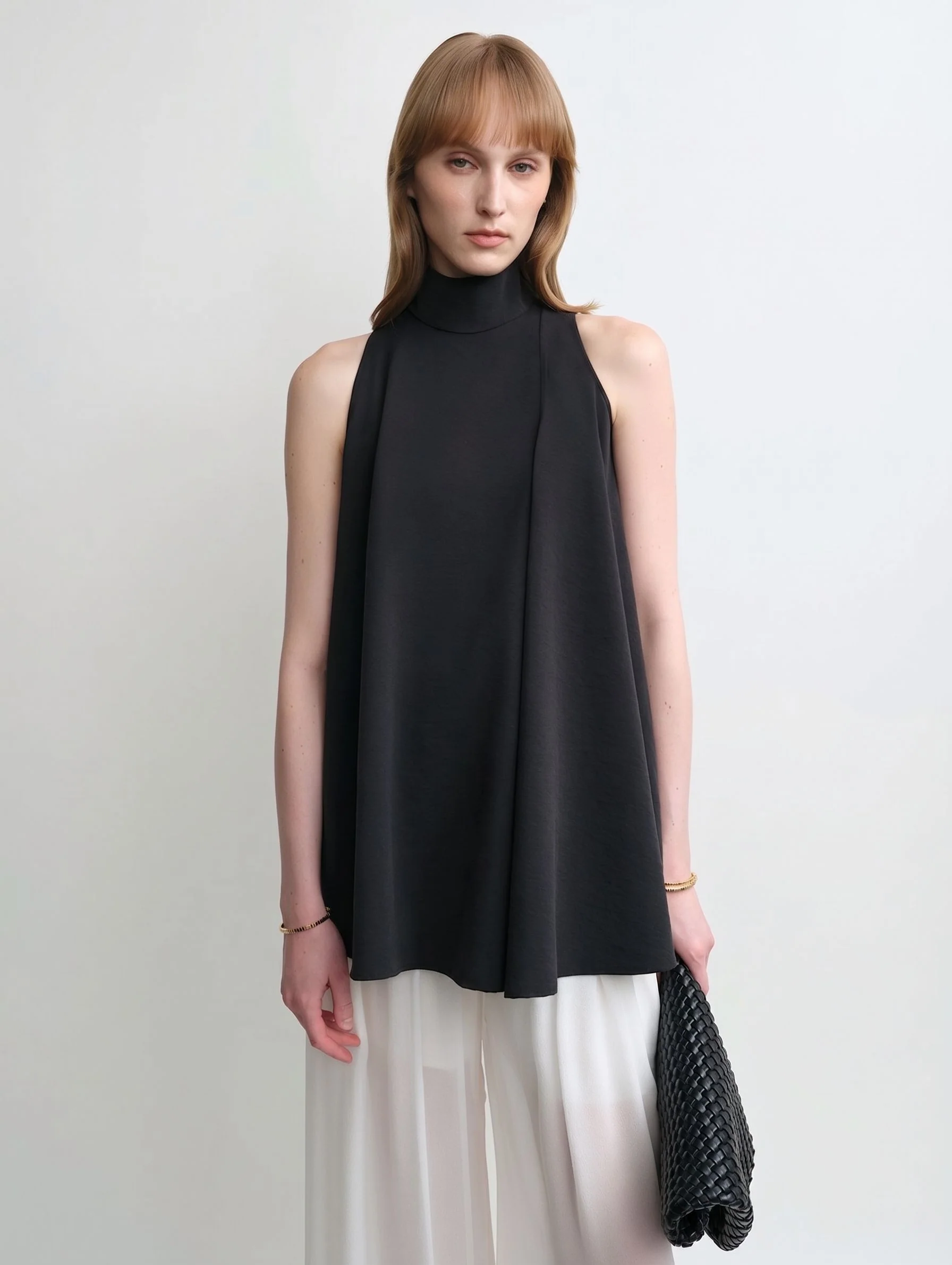 Mulberry Silk Mock Neck Swing Top