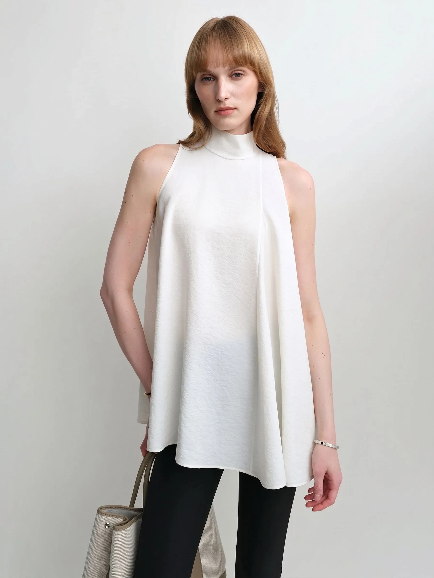 Mulberry Silk Mock Neck Swing Top - Image 2