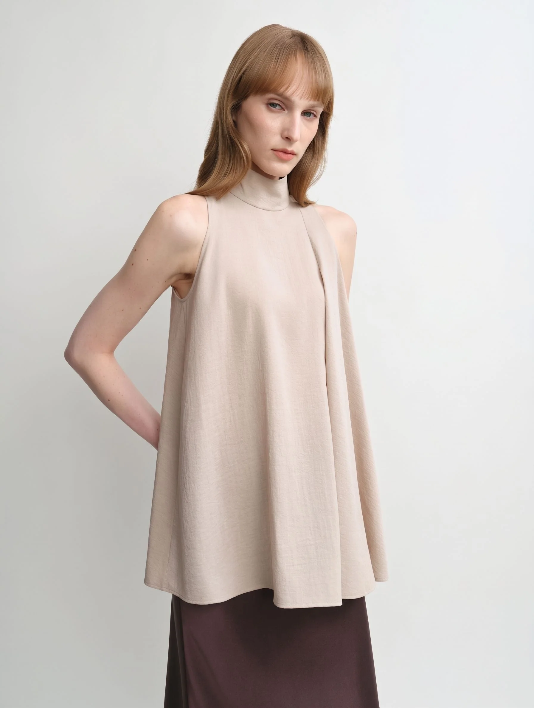 Mulberry Silk Mock Neck Swing Top - Image 5