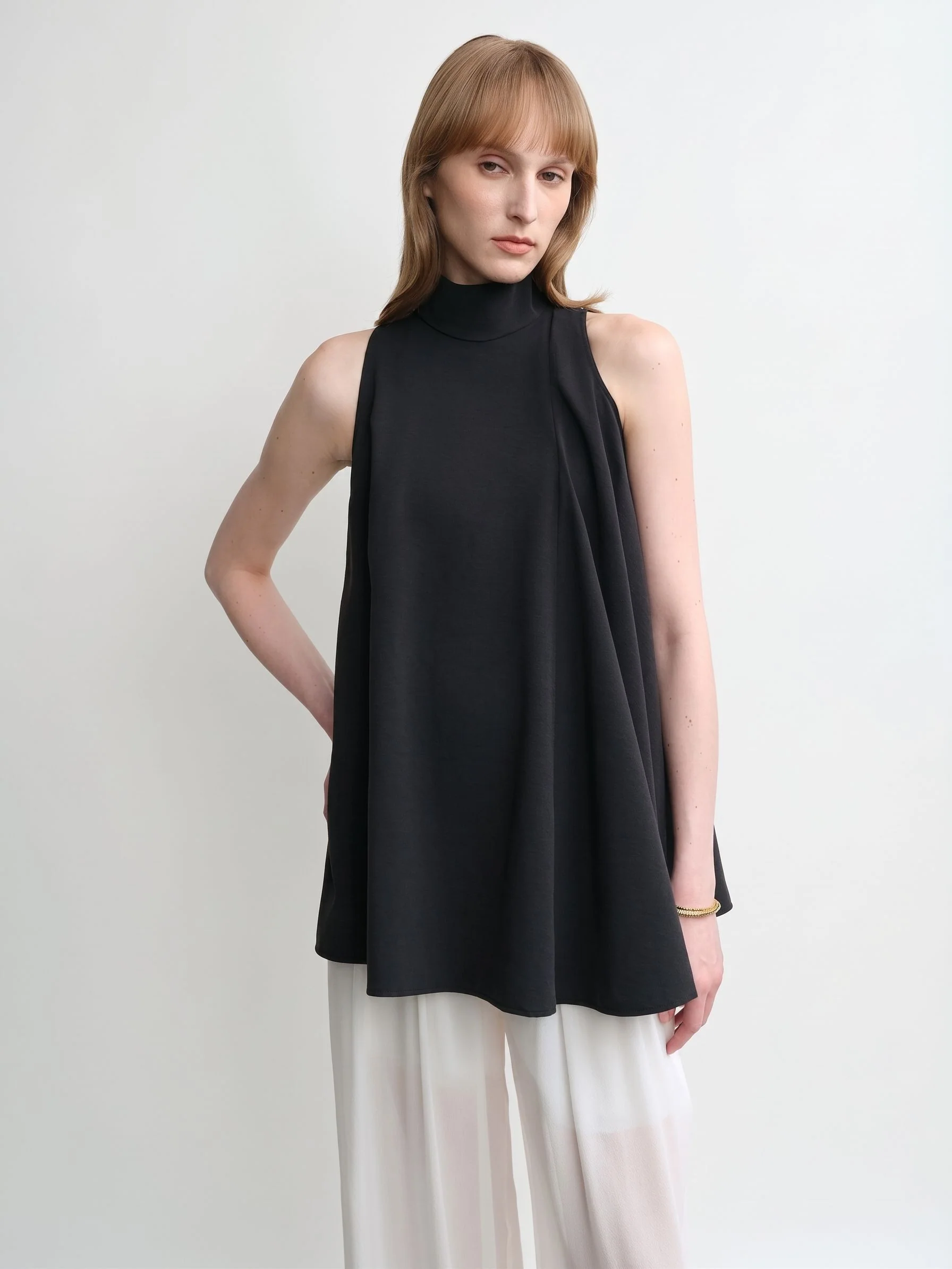 Mulberry Silk Mock Neck Swing Top - Image 7