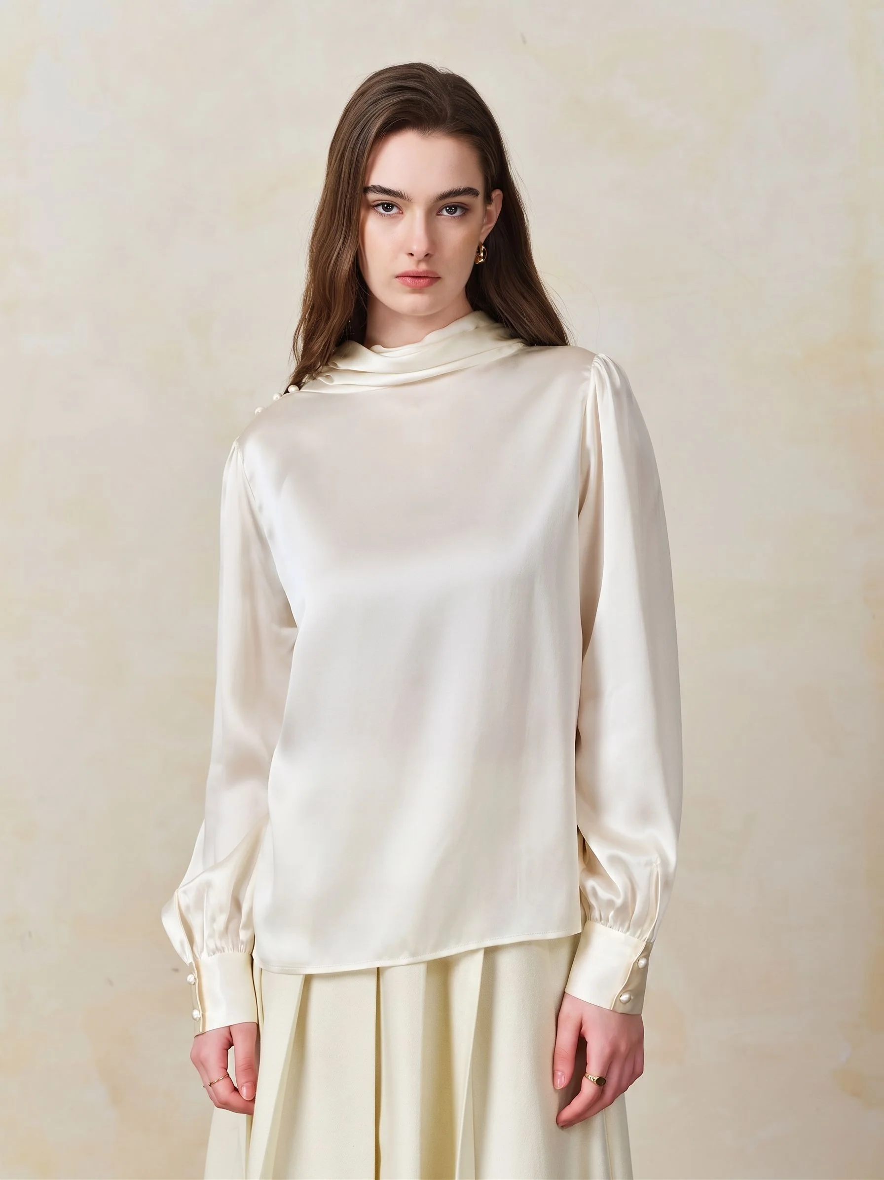 Mulberry Silk Pearl Shoulder Blouse