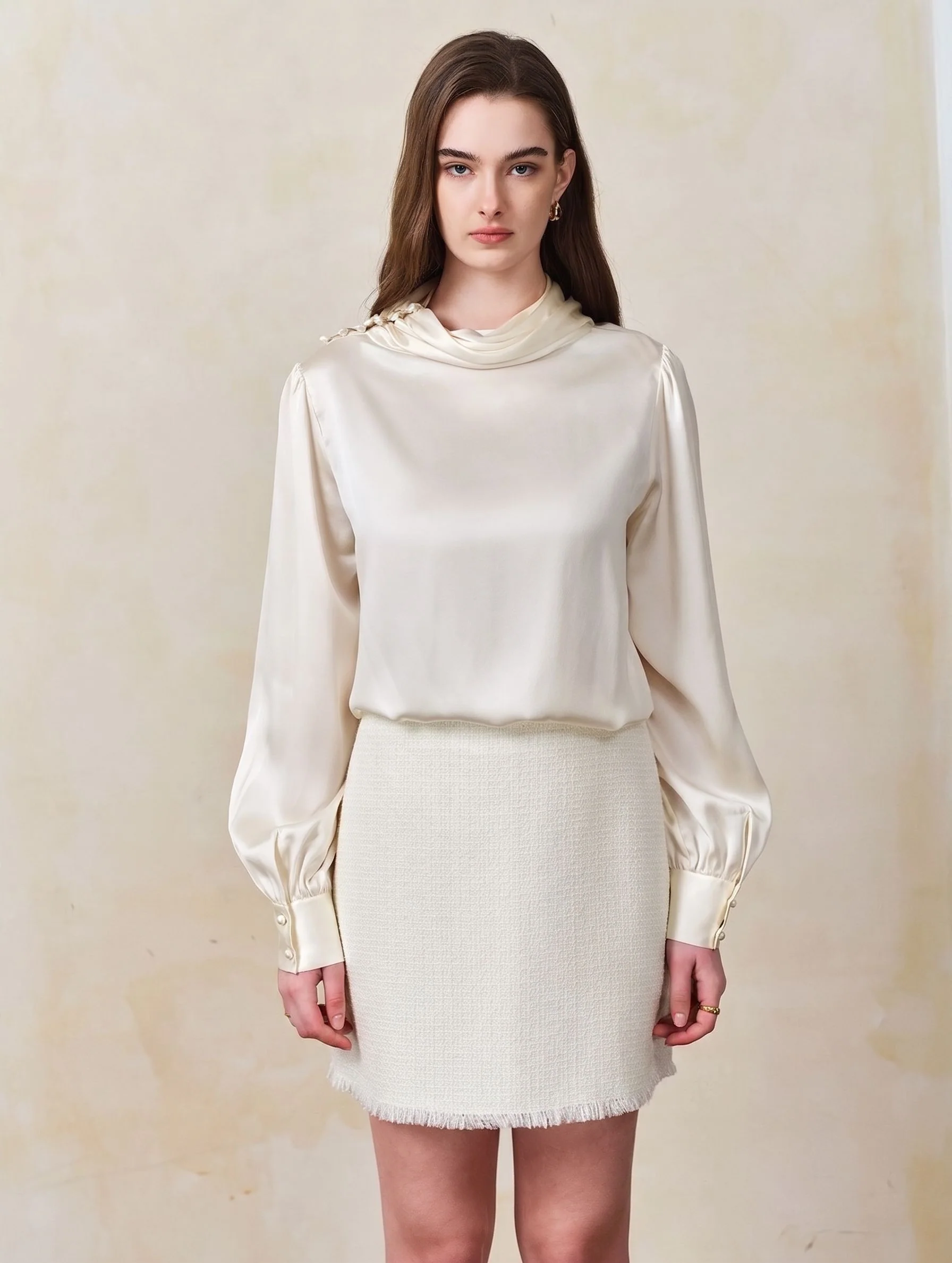 Mulberry Silk Pearl Shoulder Blouse - Image 5