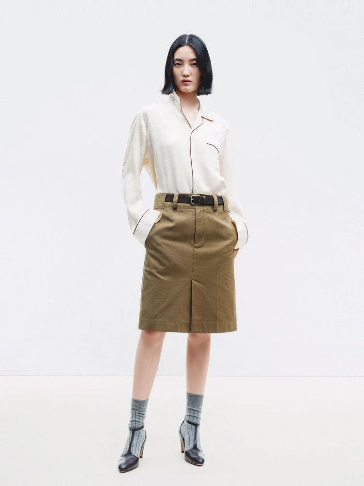 Mulberry Silk Piped Jacquard Shirt