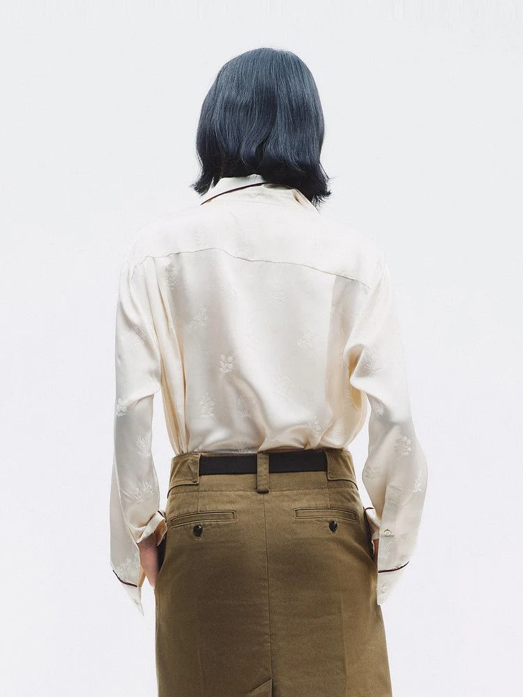 Mulberry Silk Piped Jacquard Shirt - Image 2