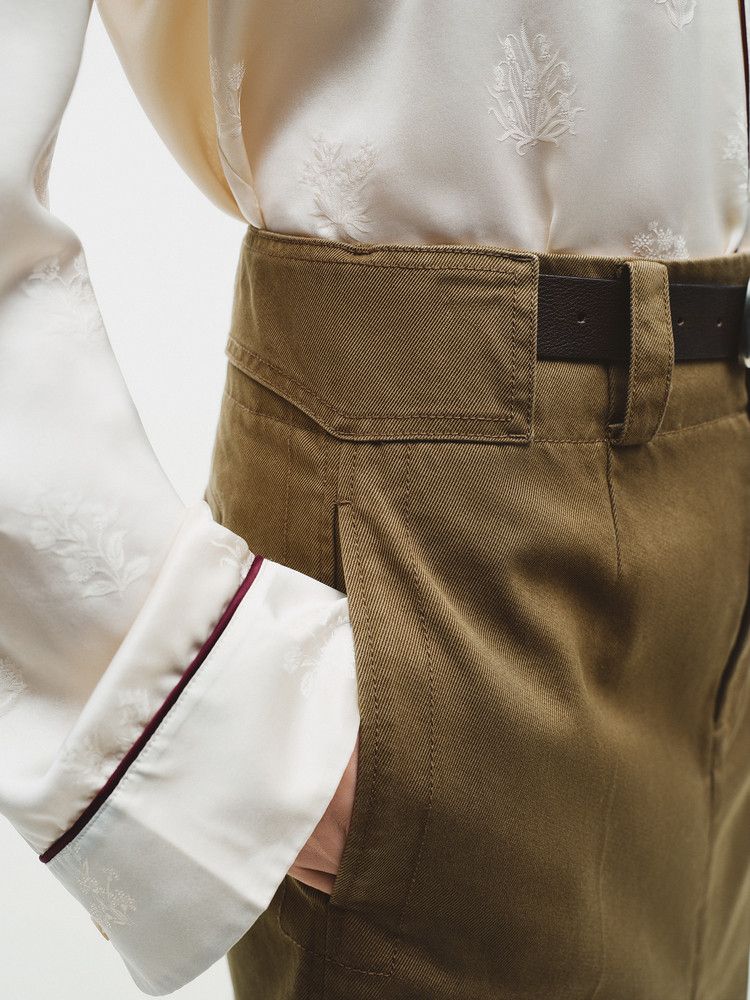 Mulberry Silk Piped Jacquard Shirt - Image 3