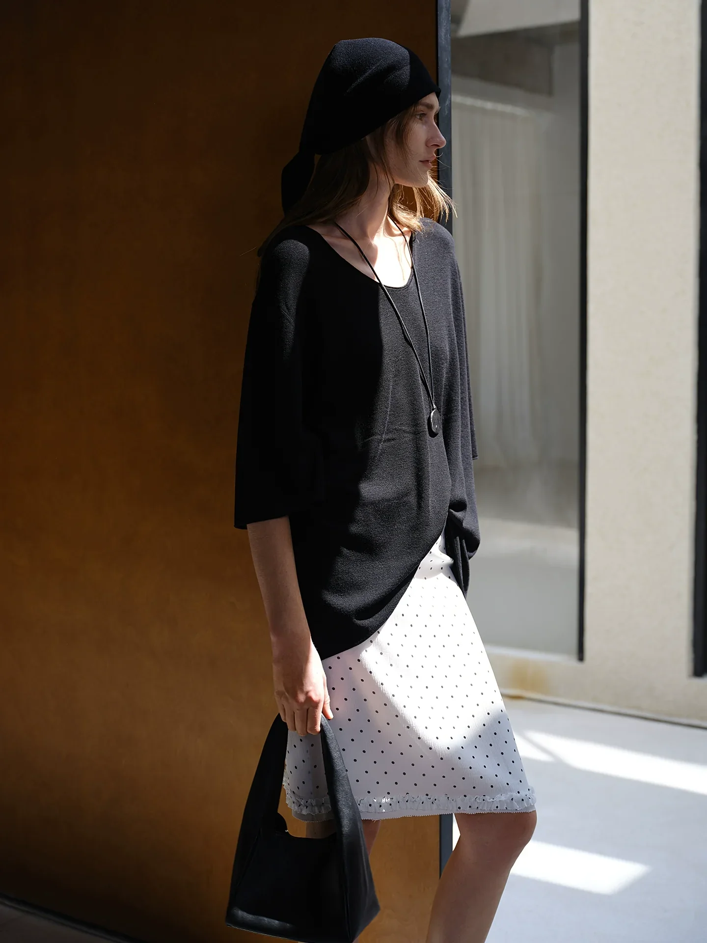Mulberry Silk Polka-Dot Cardigan, Camisole & Skirt Set - Image 2