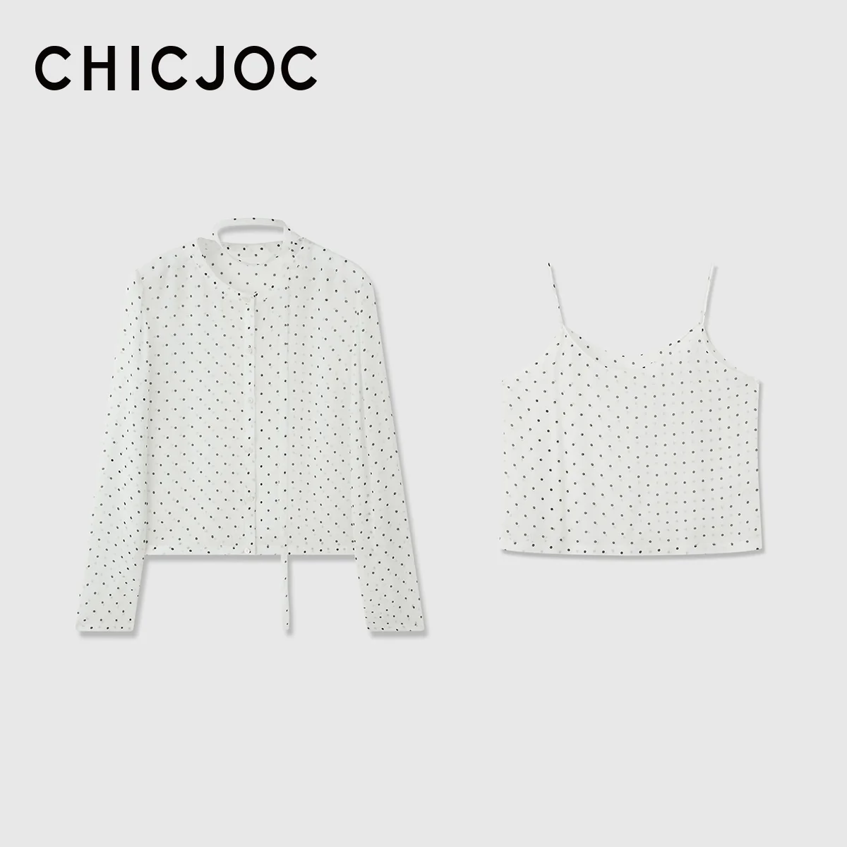 Mulberry Silk Polka-Dot Cardigan, Camisole & Skirt Set - Image 6