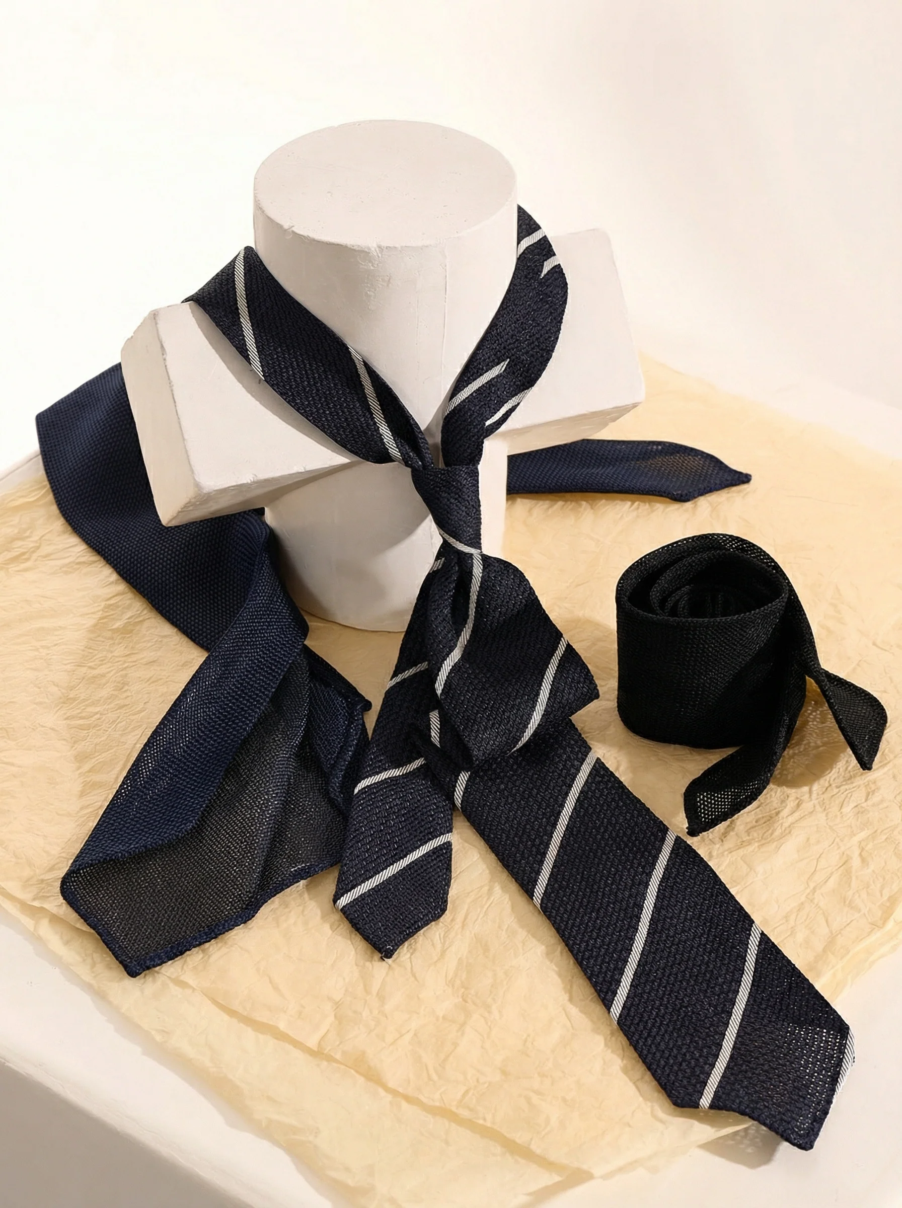 Mulberry Silk Sevenfold Openwork Striped Tie - Image 2