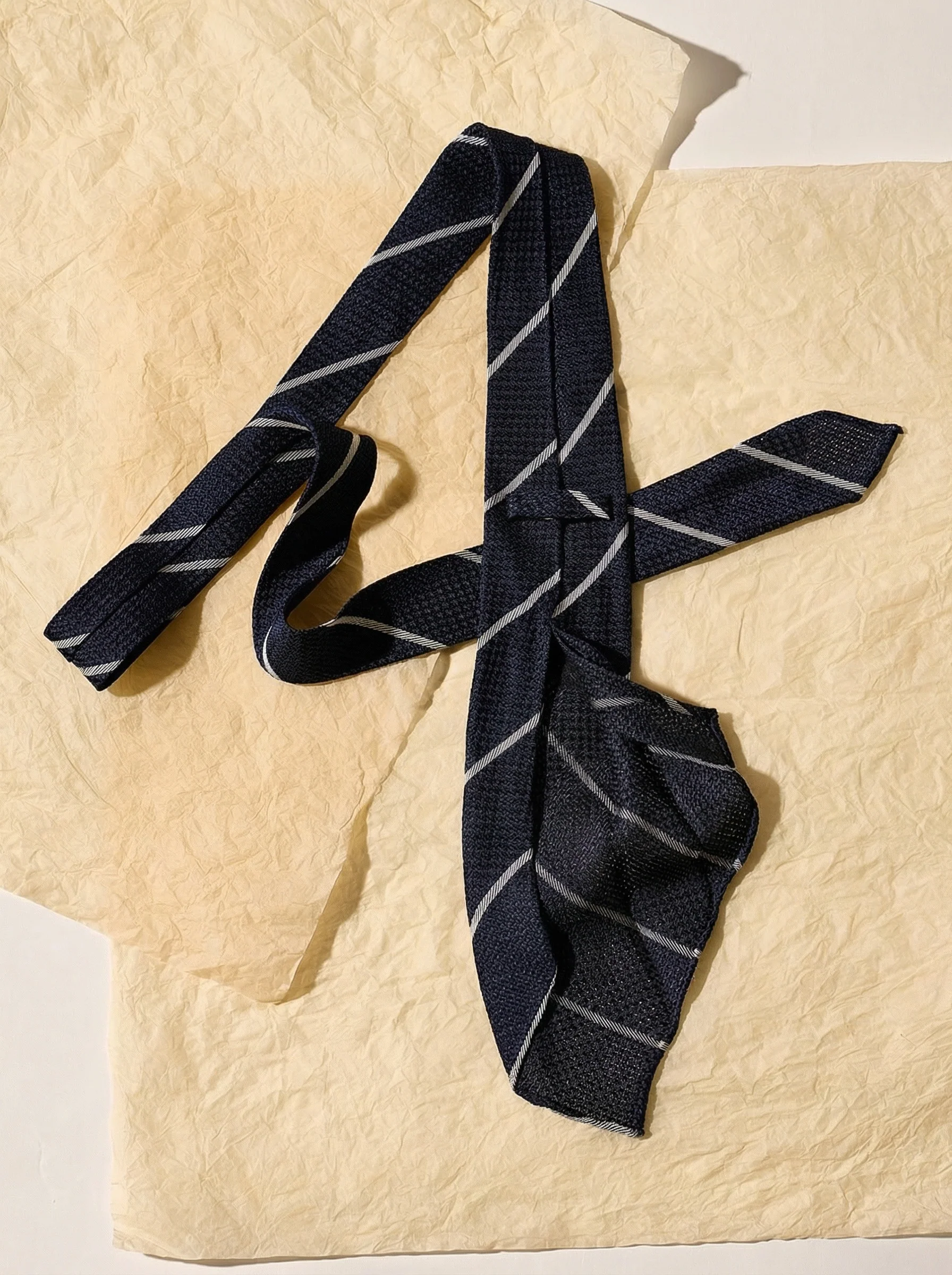Mulberry Silk Sevenfold Openwork Striped Tie - Image 5