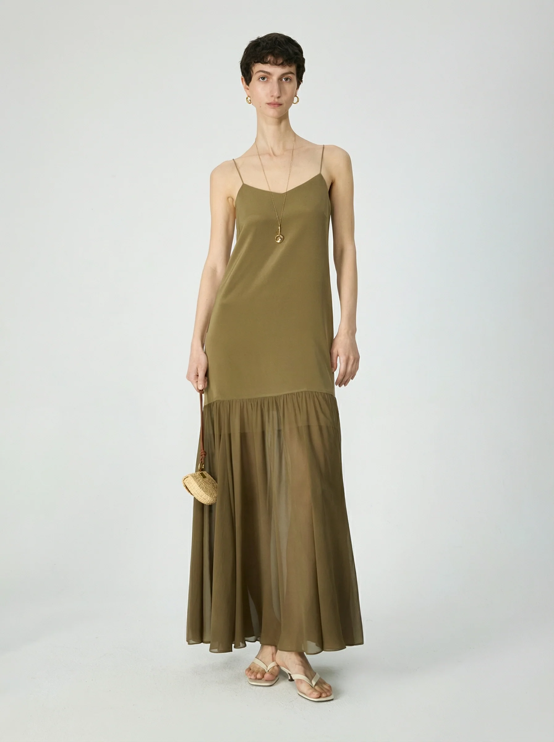 Mulberry Silk Sheer-Hem Slip Dress