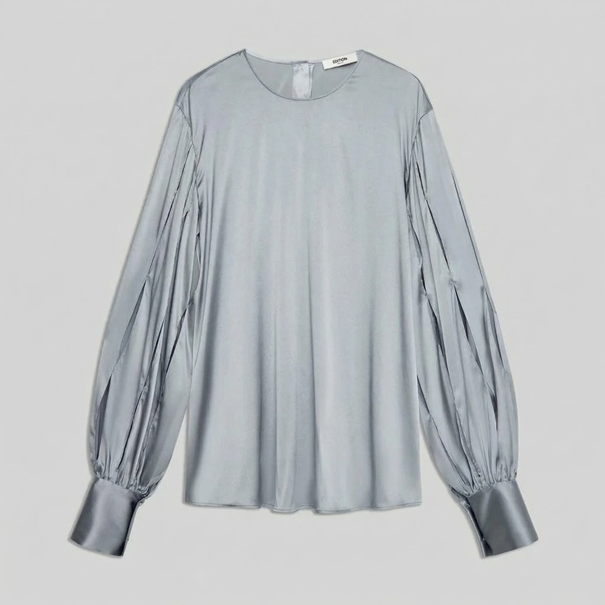 Mulberry Silk Slit-Sleeve Blouse - Image 4