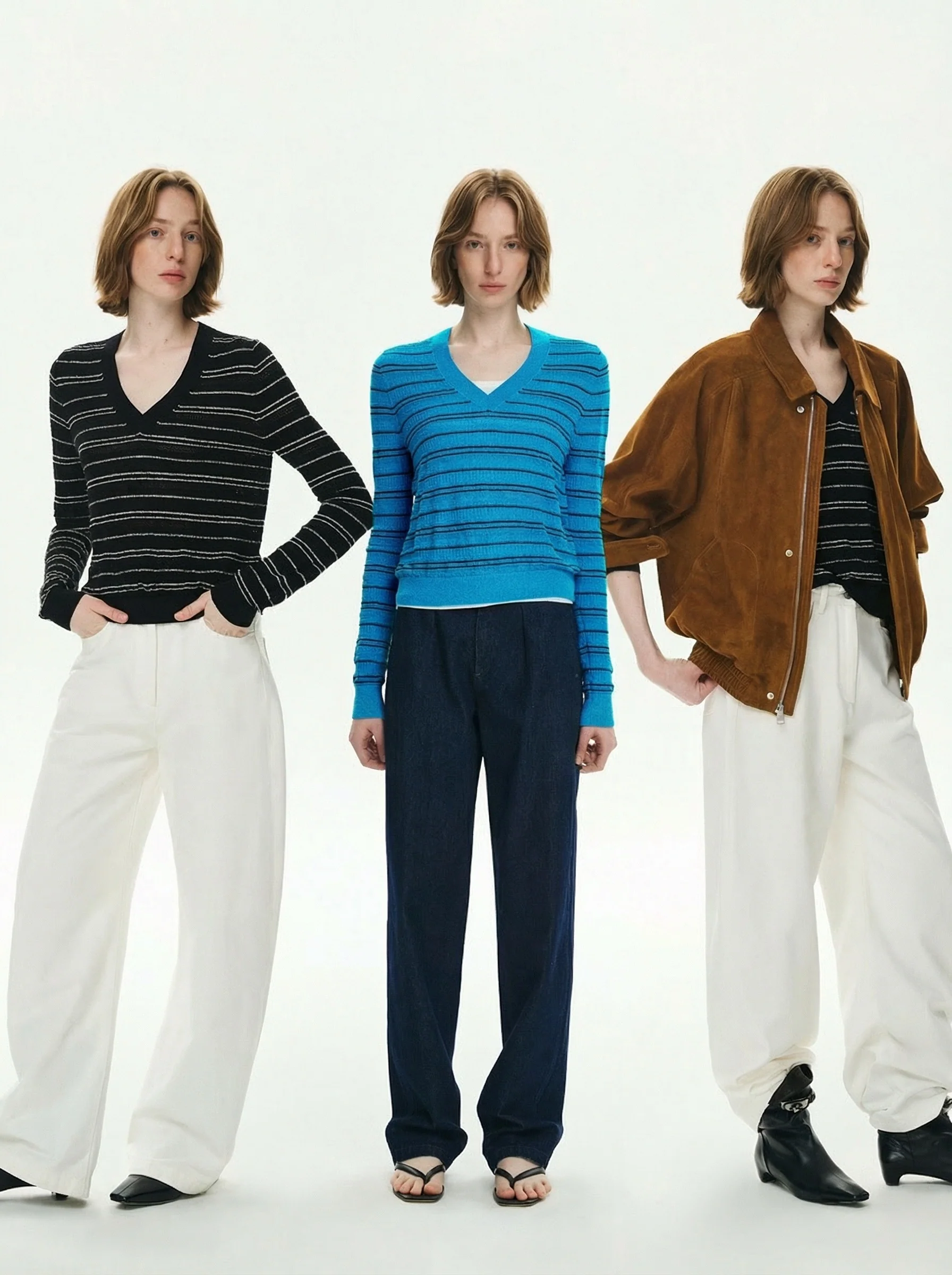 Mulberry Silk Striped V-Neck Sweater - Image 4