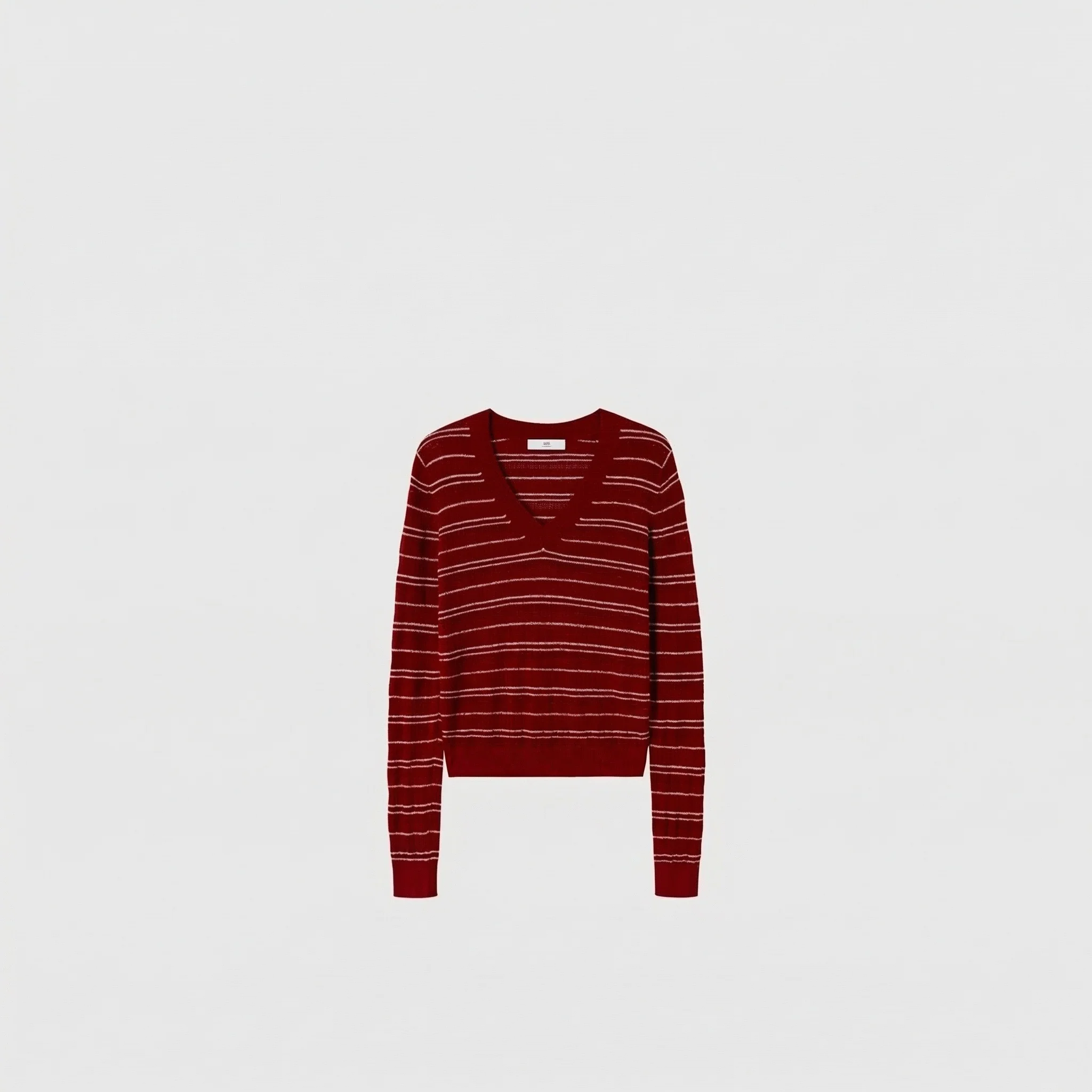 Mulberry Silk Striped V-Neck Sweater - Image 5