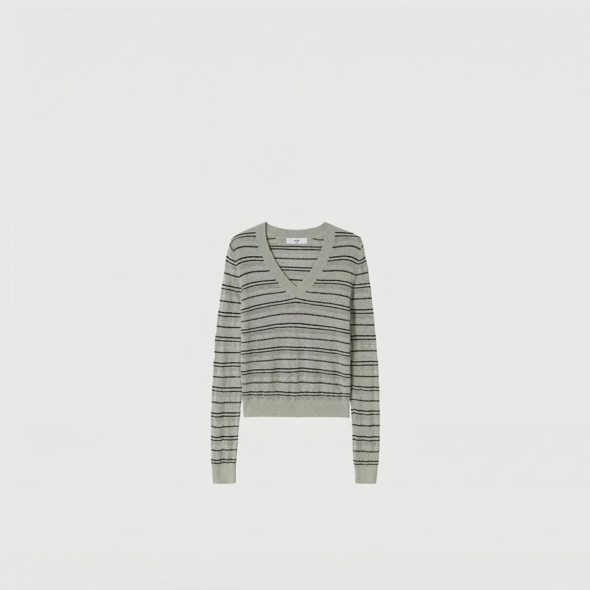 Mulberry Silk Striped V-Neck Sweater - Image 6