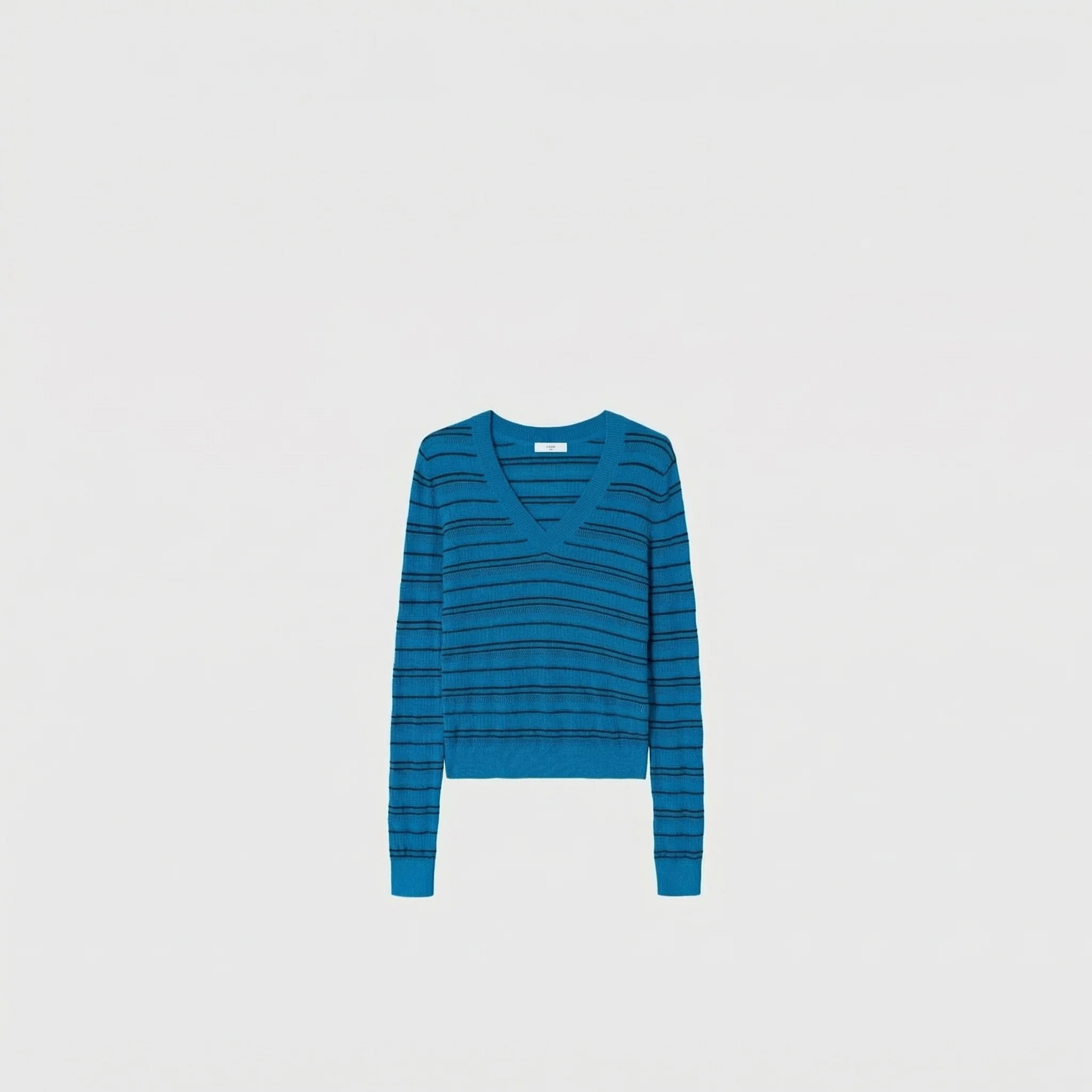 Mulberry Silk Striped V-Neck Sweater - Image 7