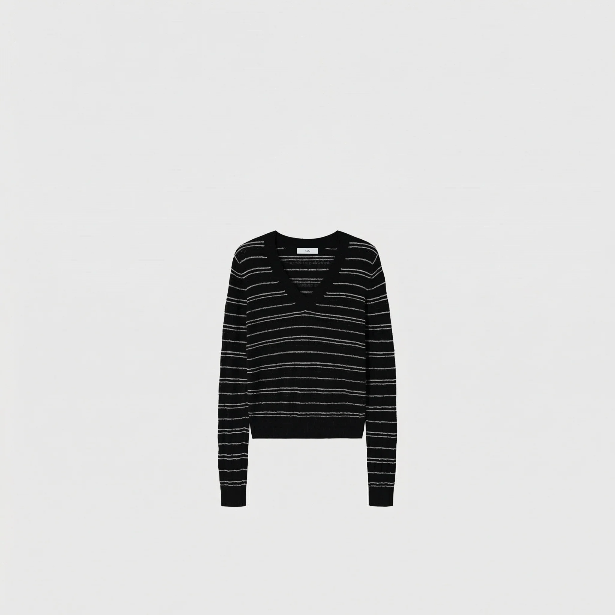 Mulberry Silk Striped V-Neck Sweater - Image 8