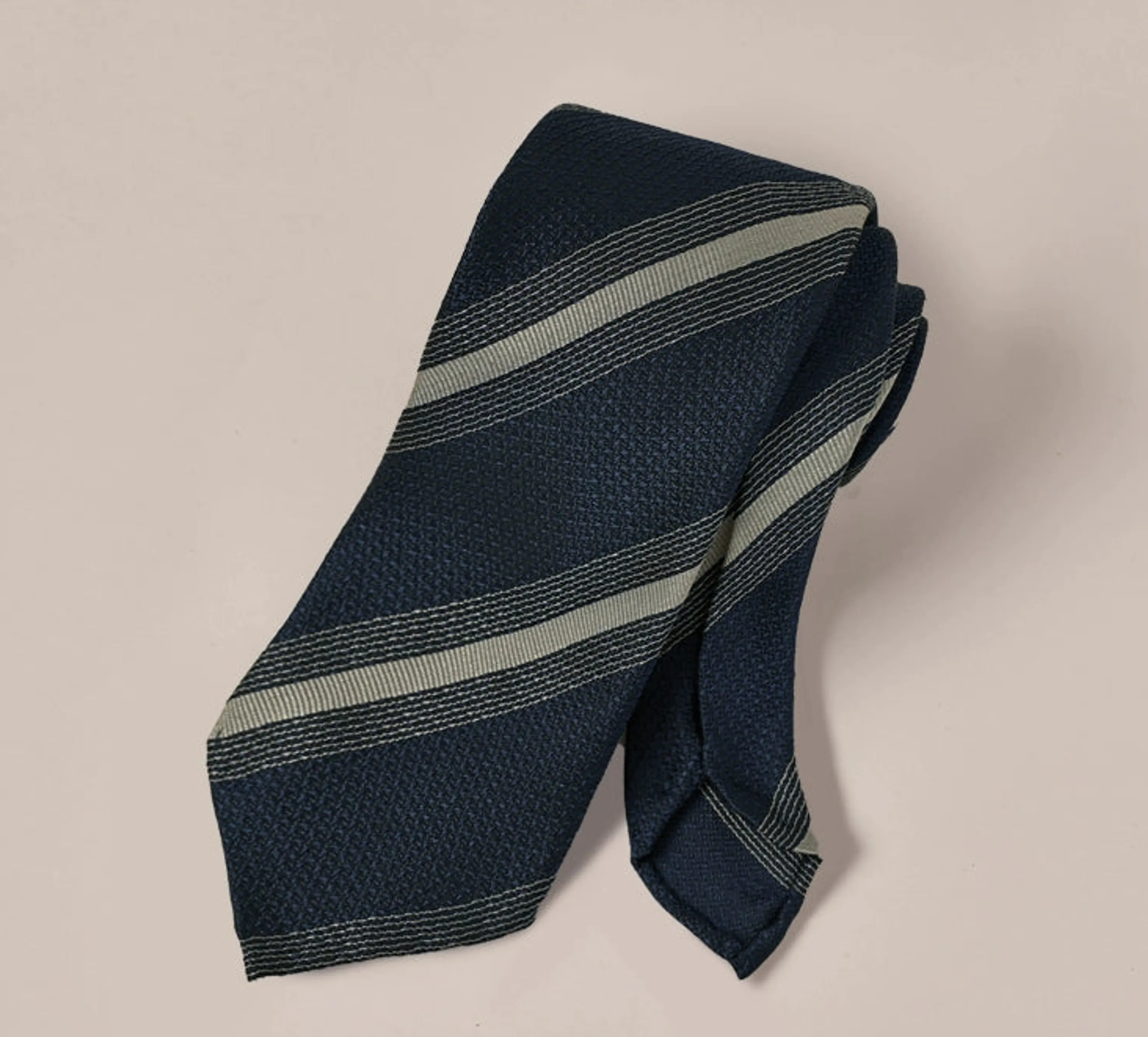 Mulberry Silk Three-Fold Striped Tie - Image 10