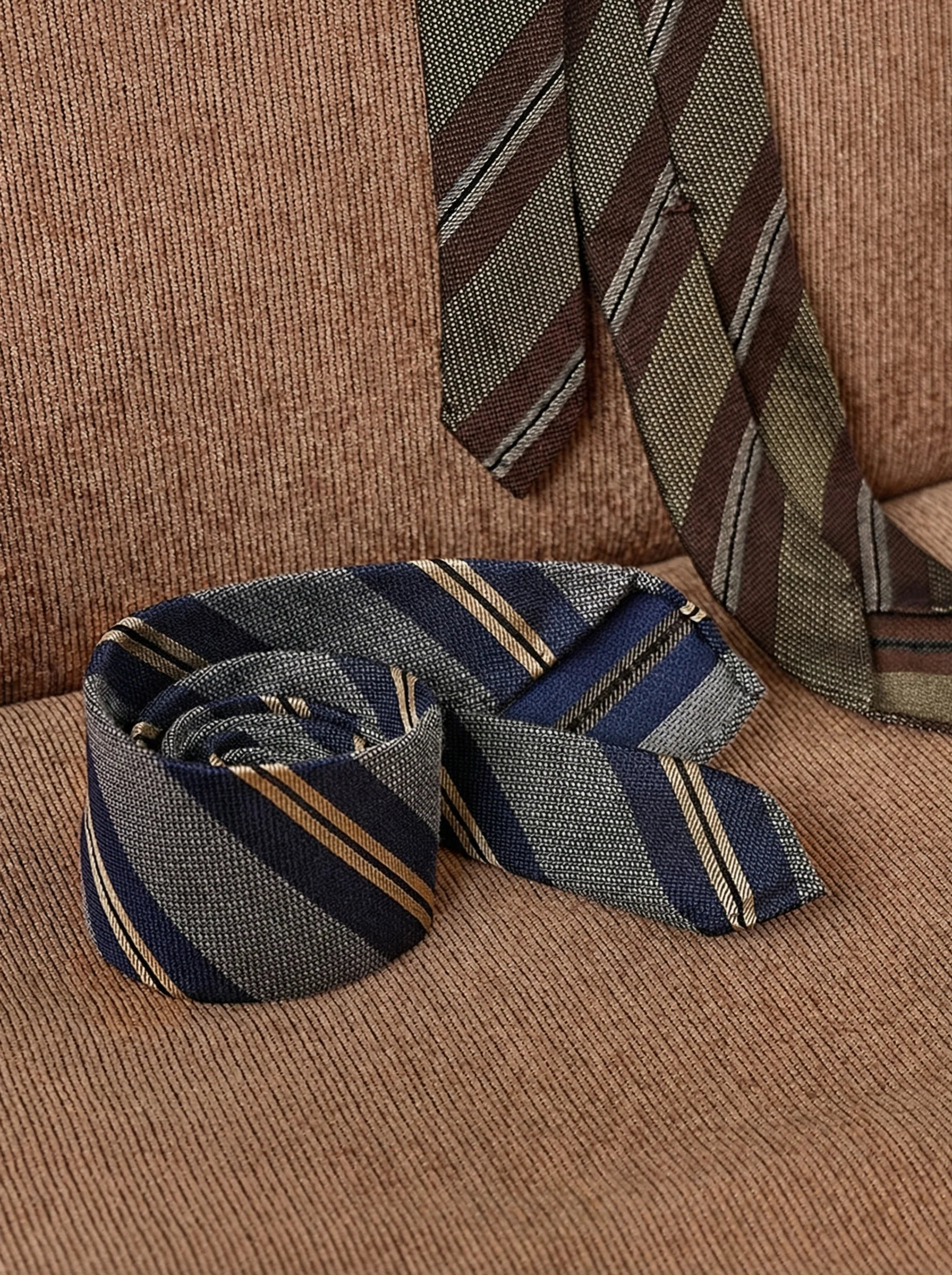 Mulberry Silk Three-Fold Striped Tie - Image 2