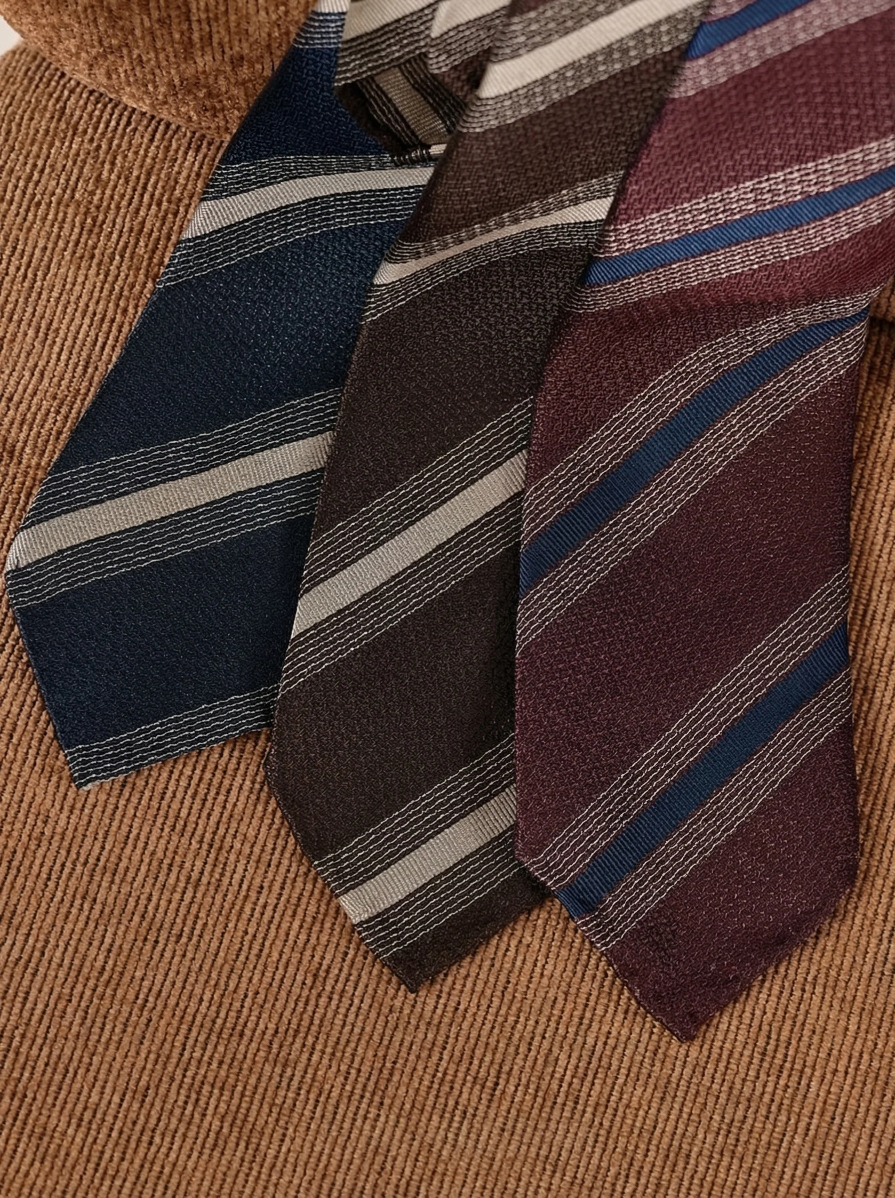 Mulberry Silk Three-Fold Striped Tie - Image 3