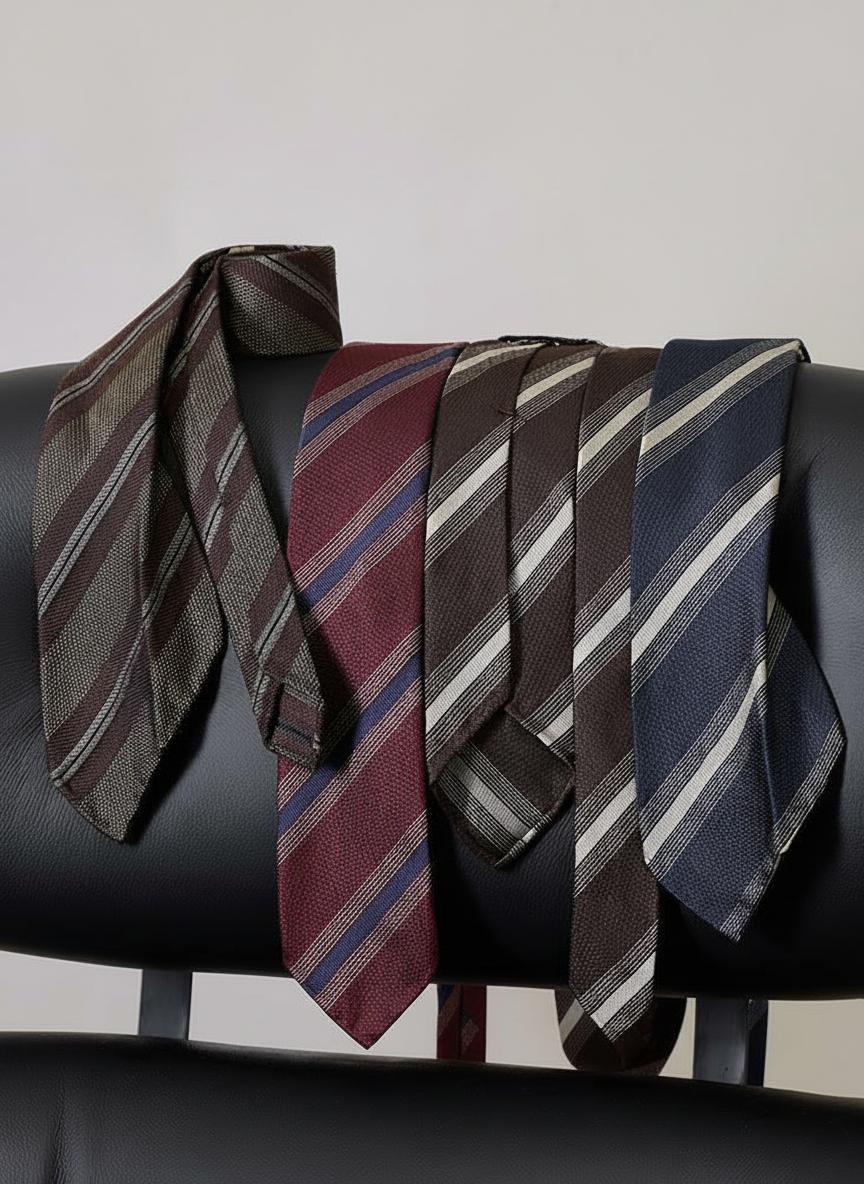 Mulberry Silk Three-Fold Striped Tie - Image 4