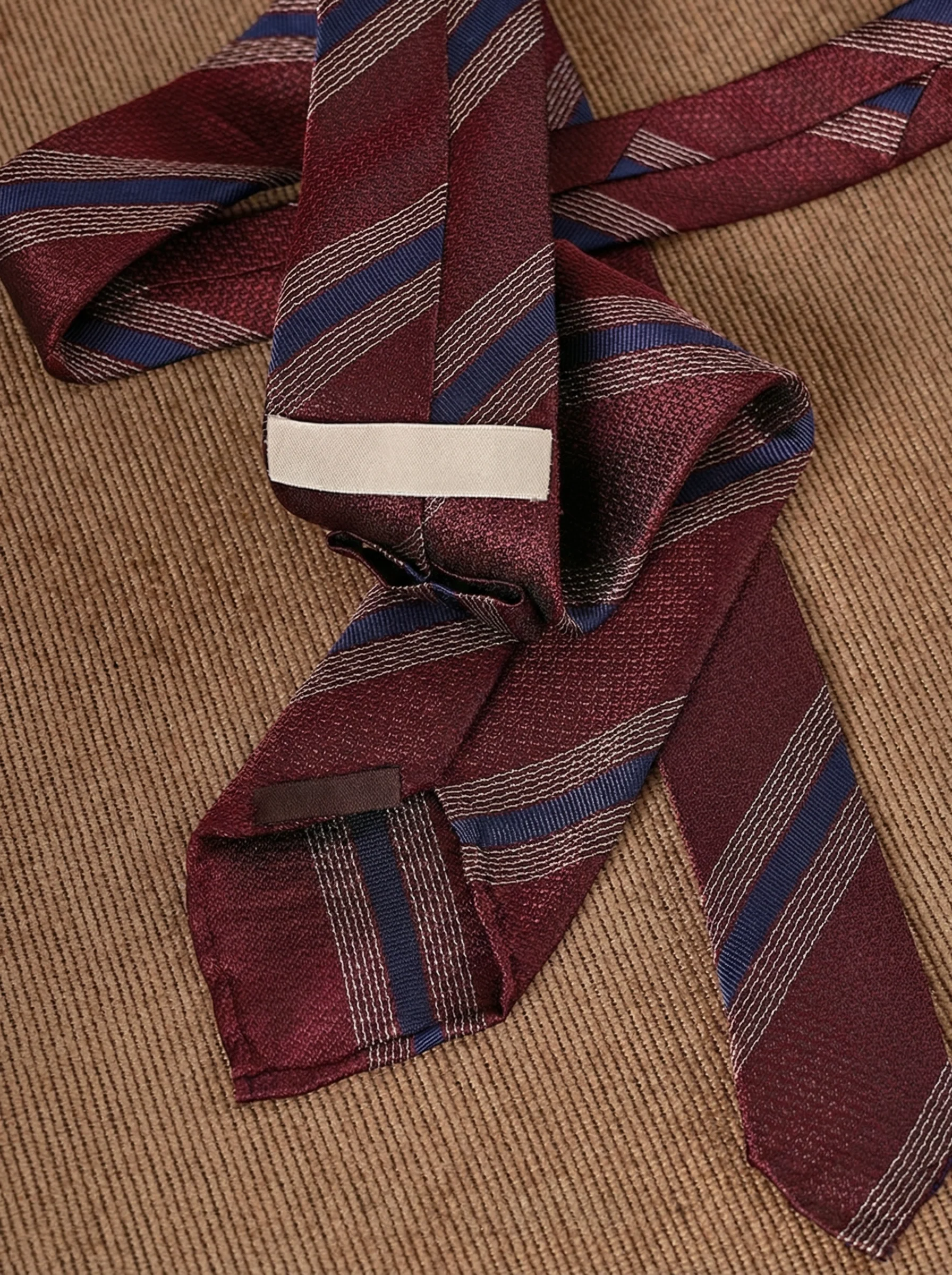 Mulberry Silk Three-Fold Striped Tie - Image 5