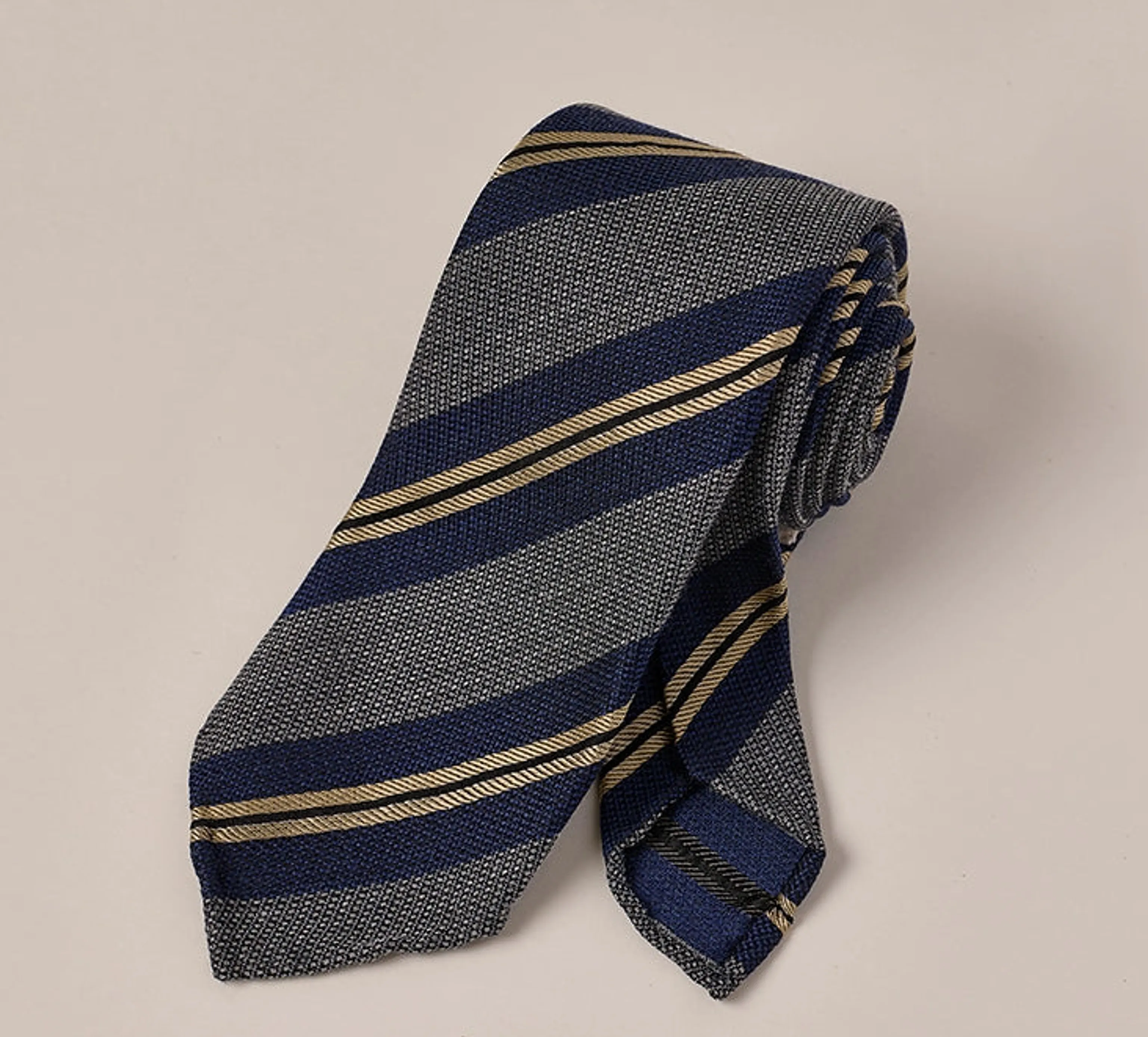 Mulberry Silk Three-Fold Striped Tie - Image 8