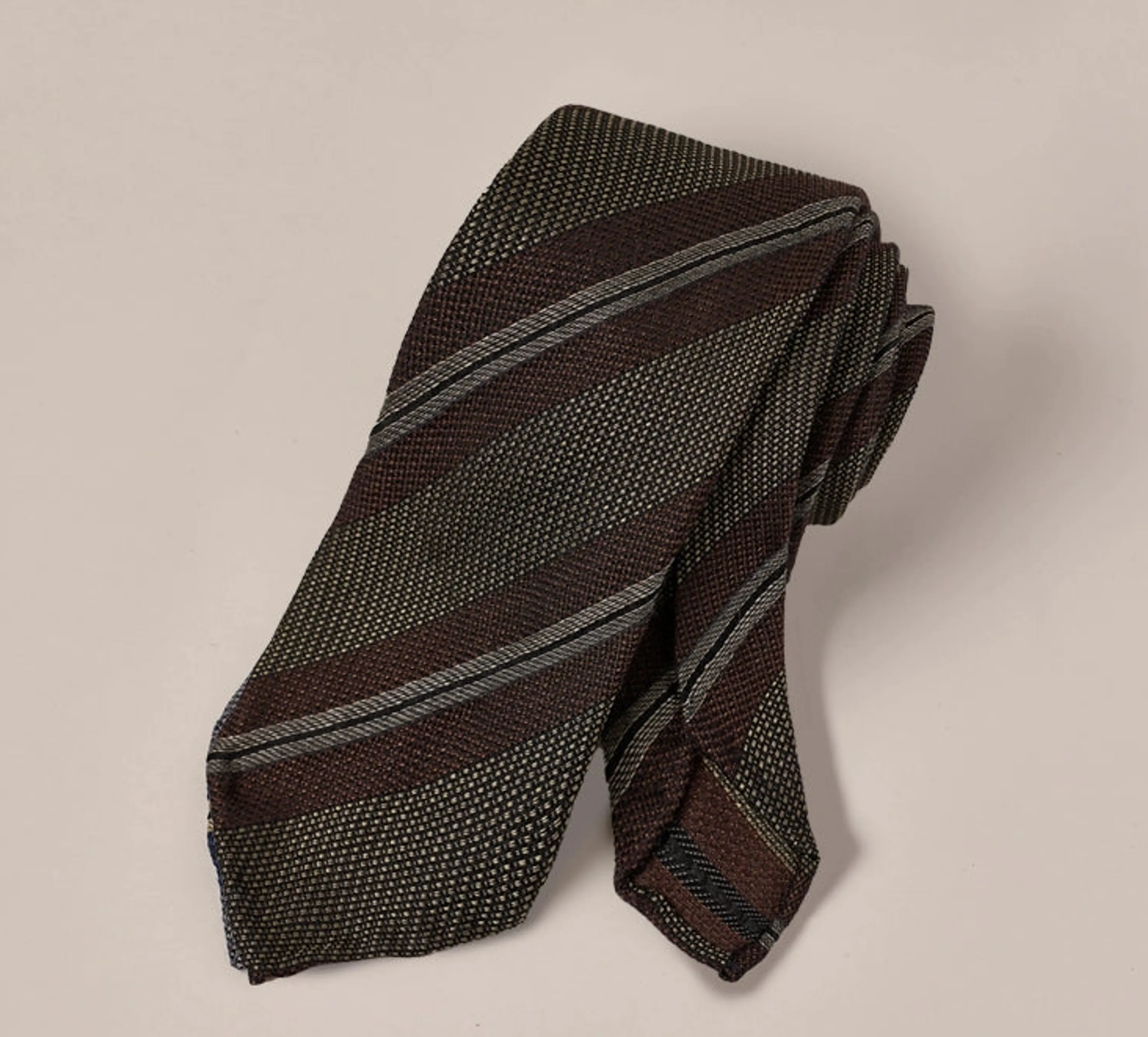 Mulberry Silk Three-Fold Striped Tie - Image 9
